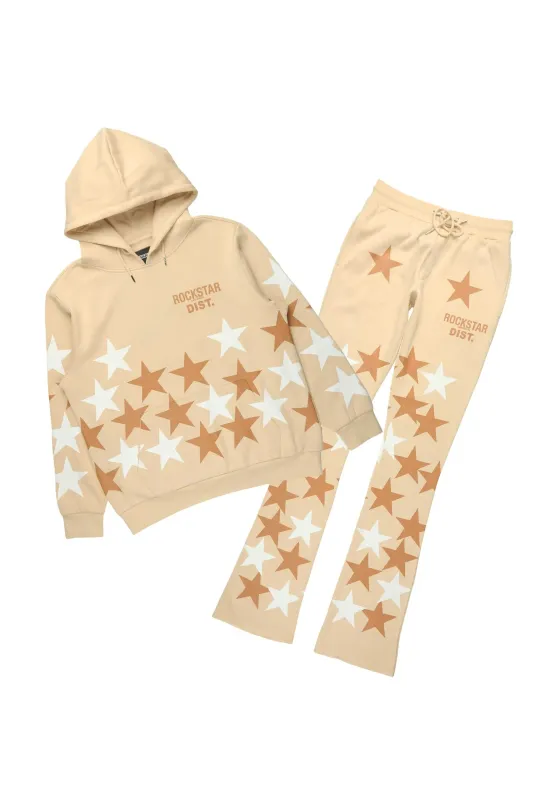 Starlane Beige Hoodie Stacked Flare Fit Track Set sold by Rockstar Original