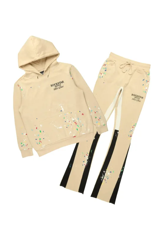 Art Dist 2.0 Beige/Multi Hoodie/Stacked Flare Track Set sold by Rockstar Original