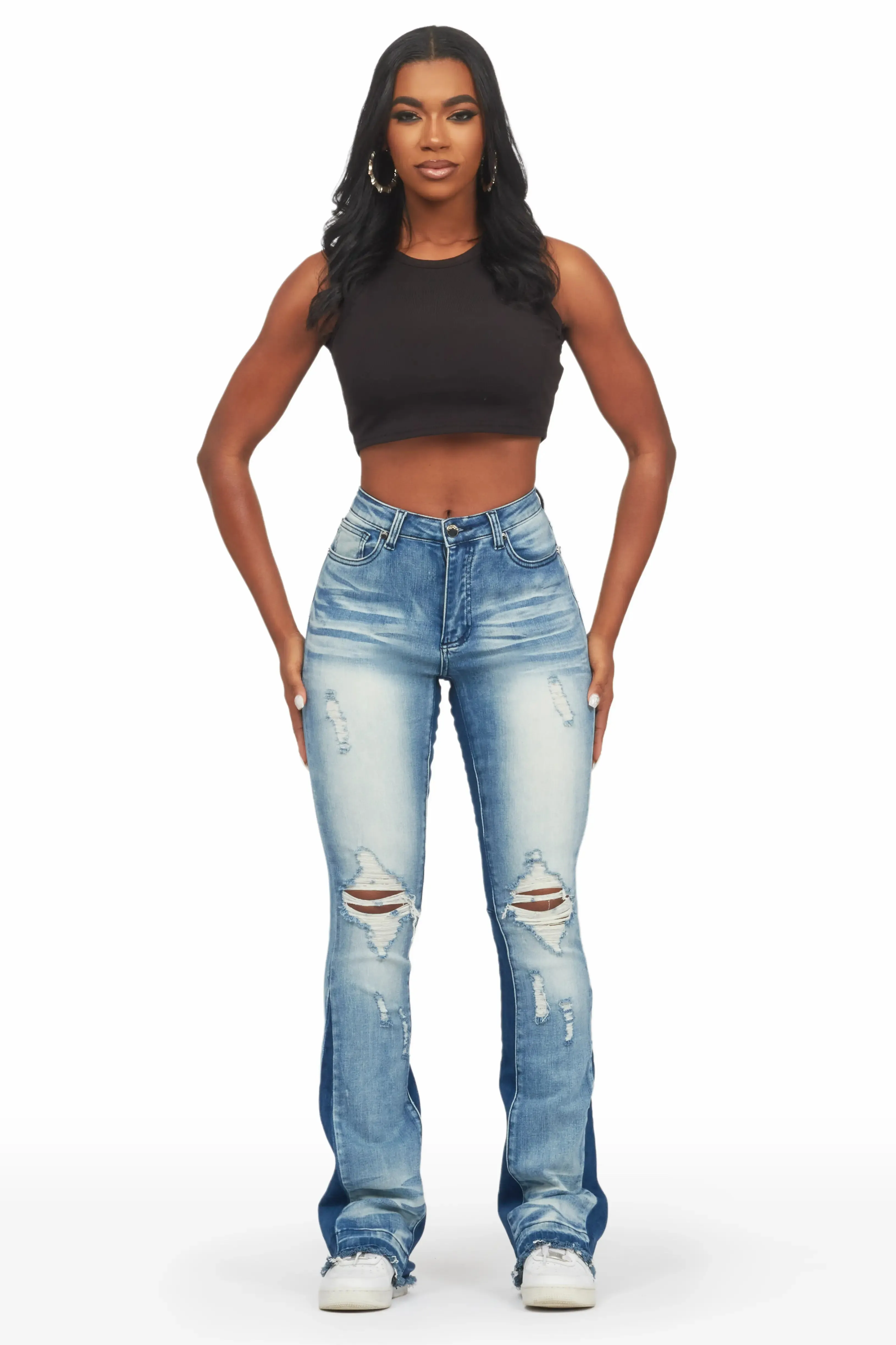 Jazminn Light Wash Stacked Flare Jean sold by Rockstar Original product image thumbnail 2