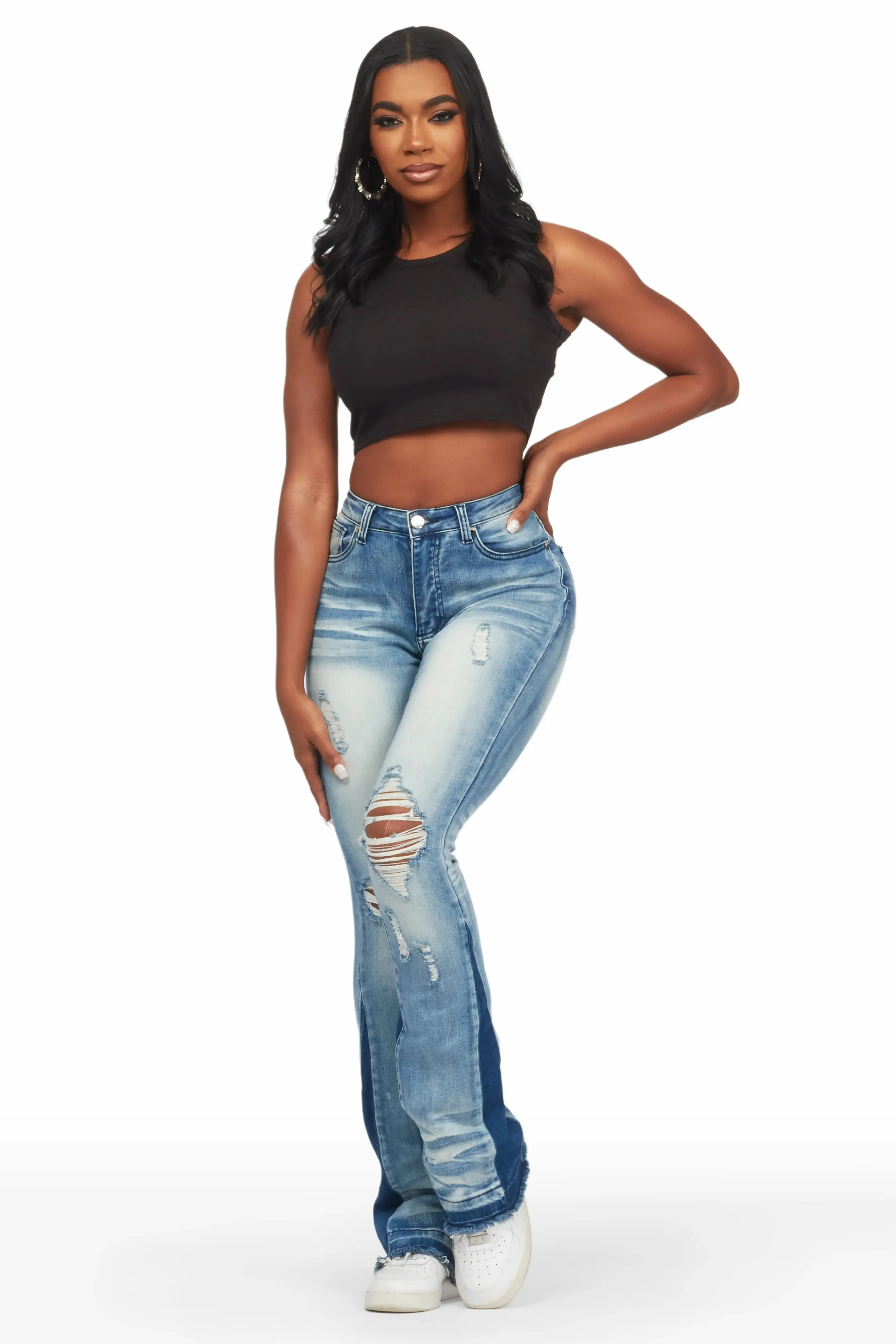 Jazminn Light Wash Stacked Flare Jean sold by Rockstar Original product image thumbnail 3