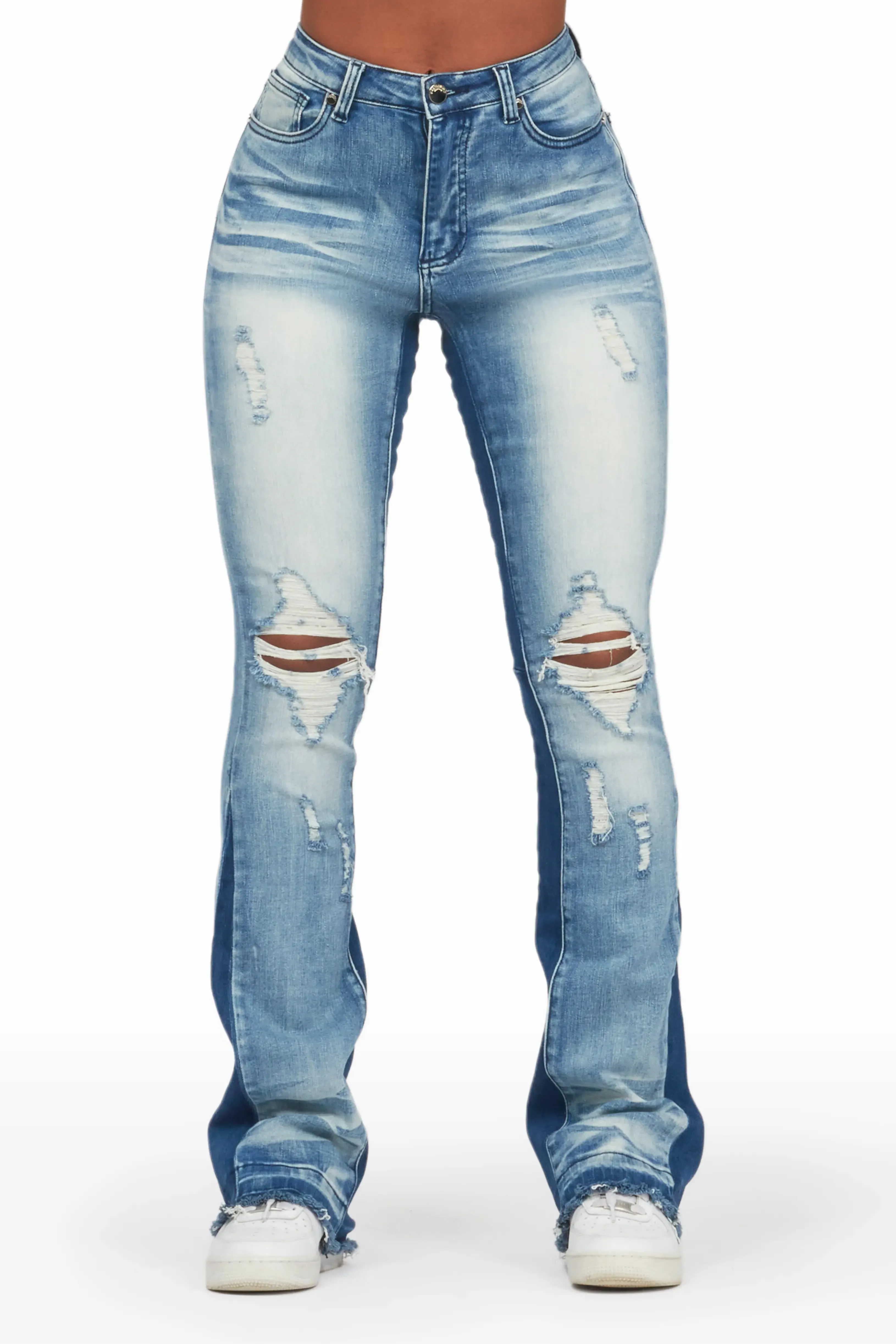 Jazminn Light Wash Stacked Flare Jean sold by Rockstar Original