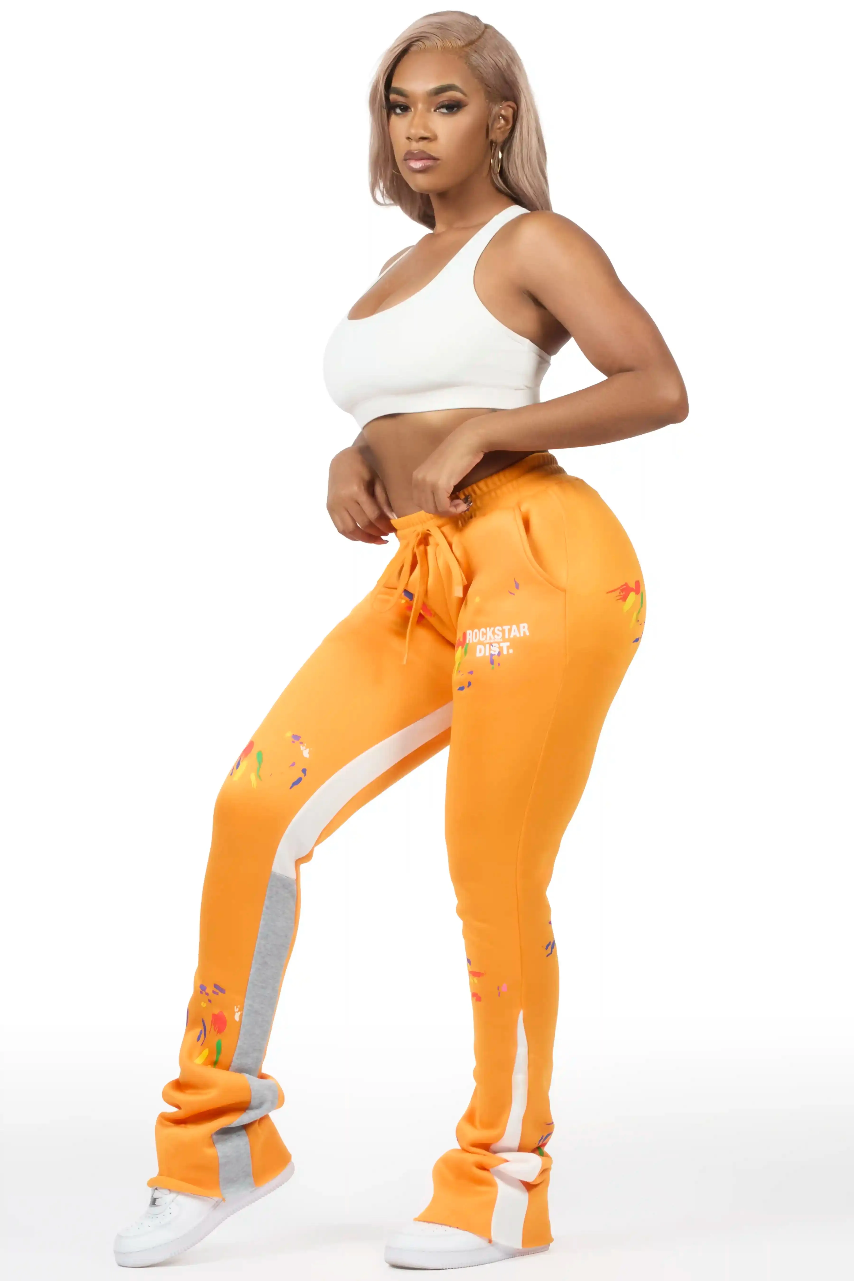 Karenthia 2.0 Orange Stacked Track Pant sold by Rockstar Original product image thumbnail 5