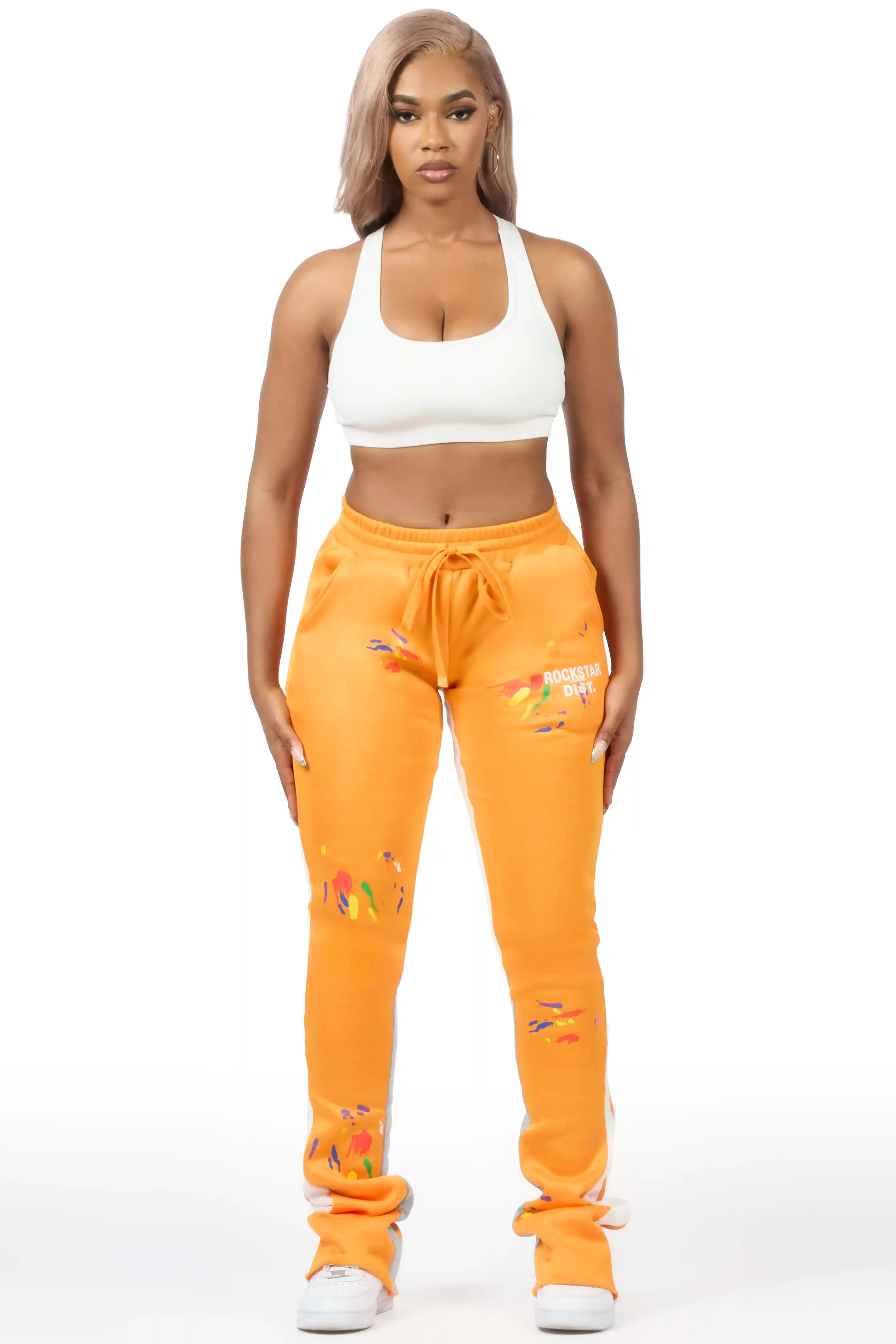 Karenthia 2.0 Orange Stacked Track Pant sold by Rockstar Original product image thumbnail 2