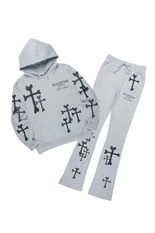 Olivier 2.0 Heather Grey Hoodie/Stacked Flare Track Set sold by Rockstar Original