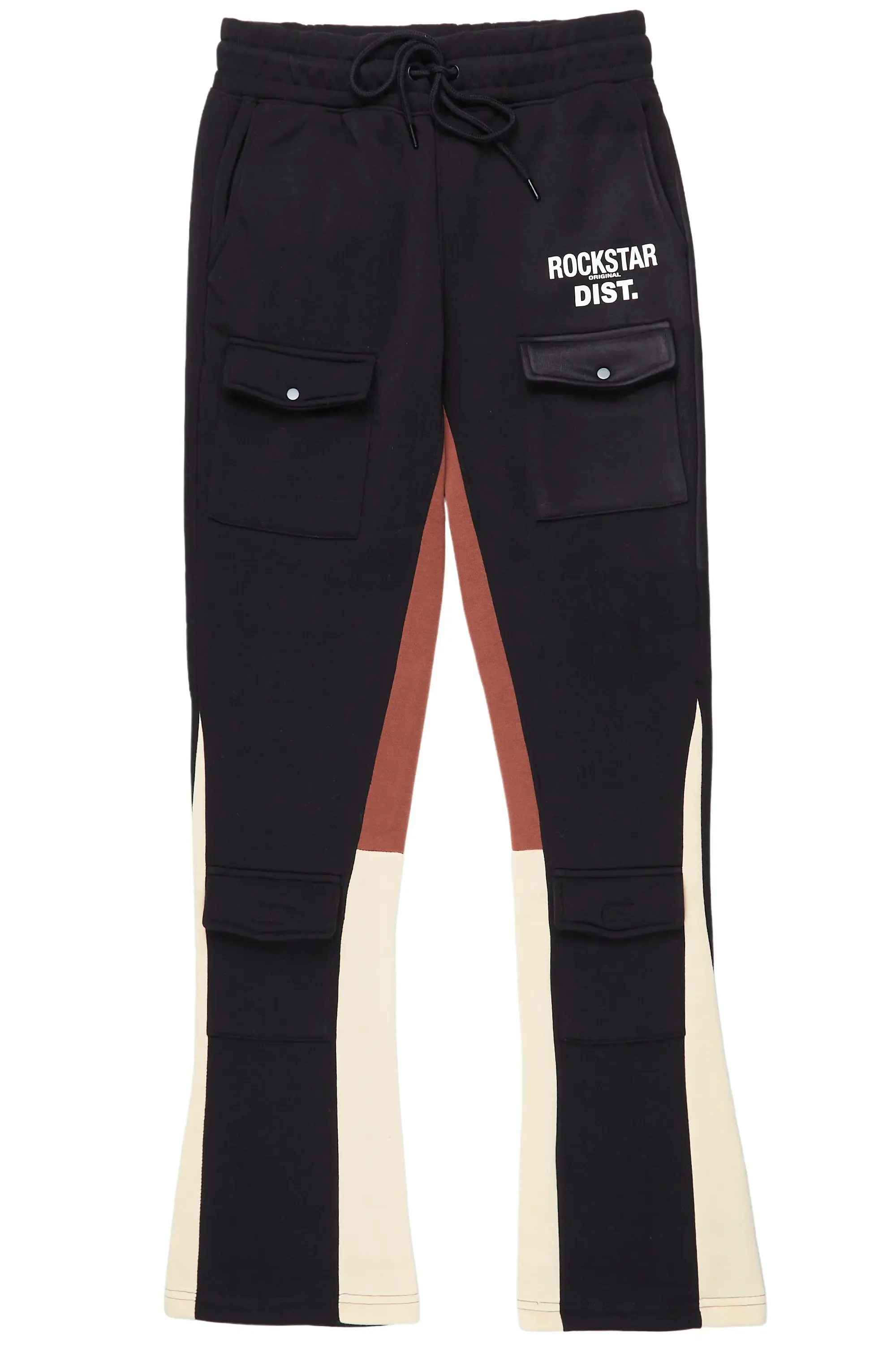 Joncarlo Black Stacked Flare Track Pant sold by Rockstar Original product image thumbnail 3