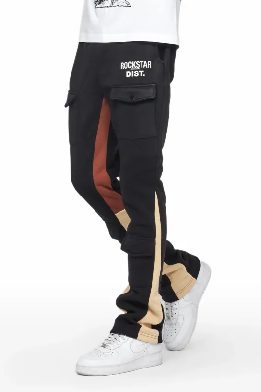 Joncarlo Black Stacked Flare Track Pant sold by Rockstar Original