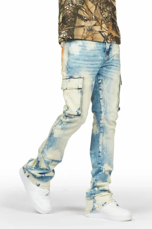 Edsel Light Blue Stacked Flare Cargo Jean sold by Rockstar Original