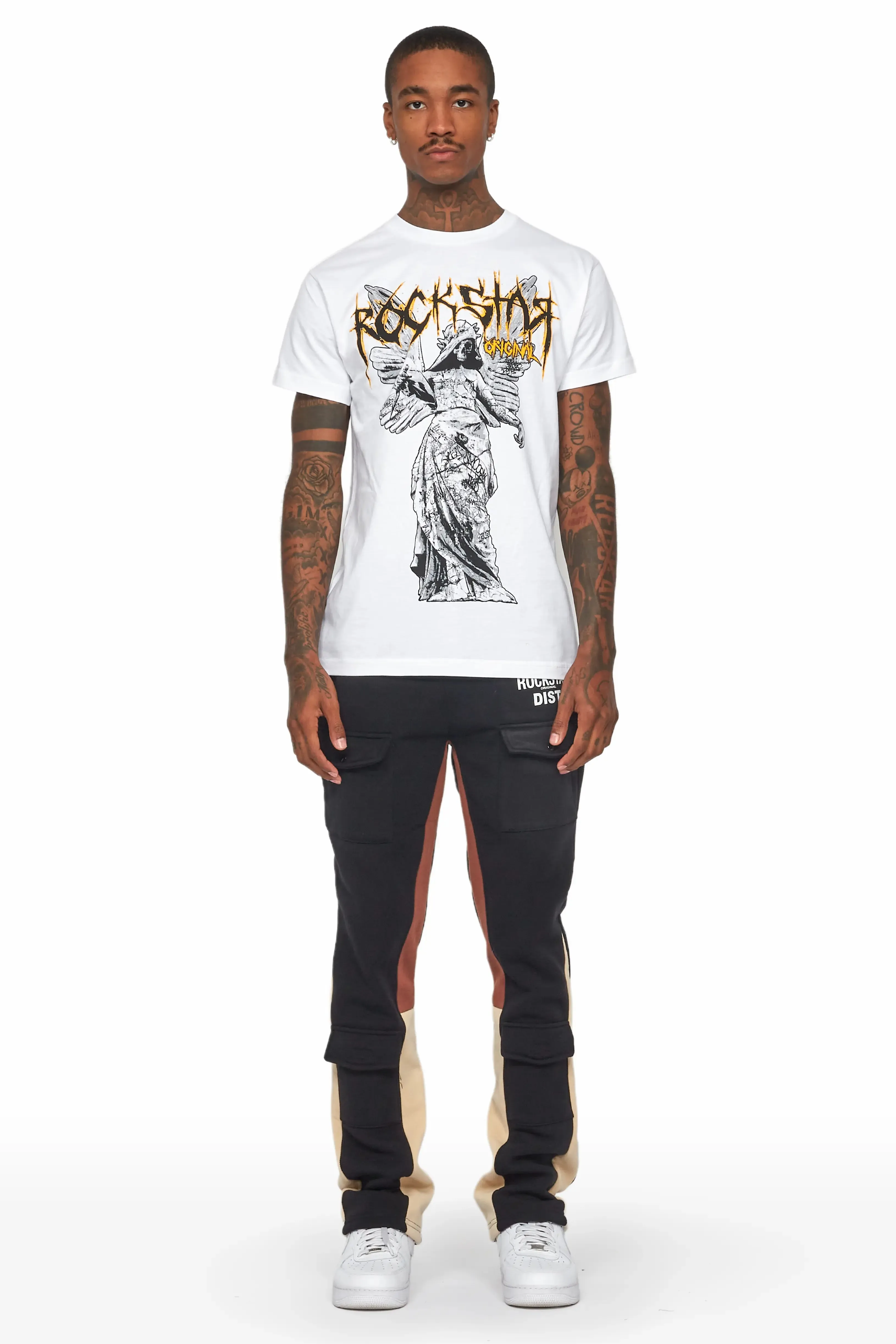 Joncarlo Black Stacked Flare Track Pant sold by Rockstar Original product image thumbnail 2