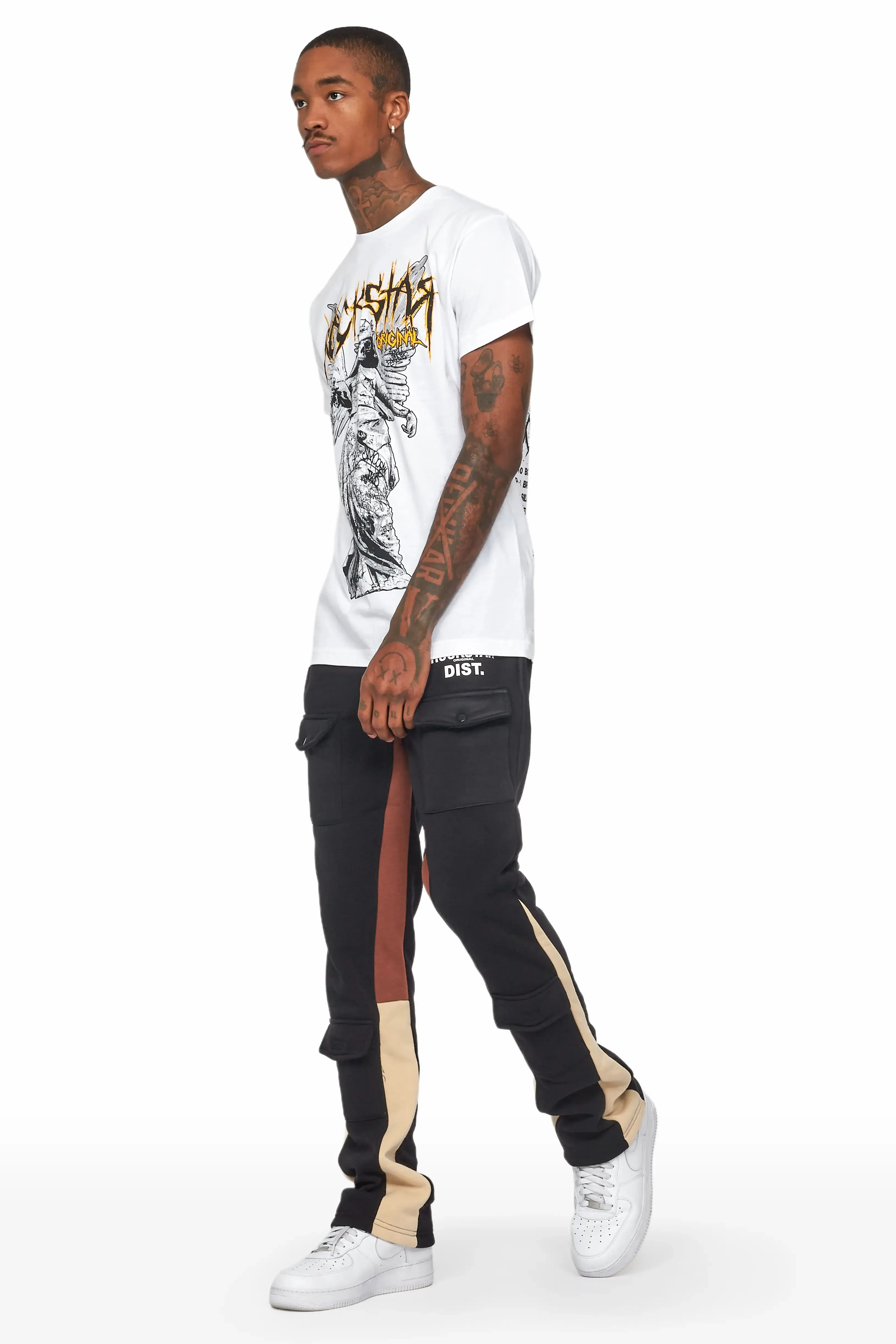 Joncarlo Black Stacked Flare Track Pant sold by Rockstar Original product image thumbnail 4