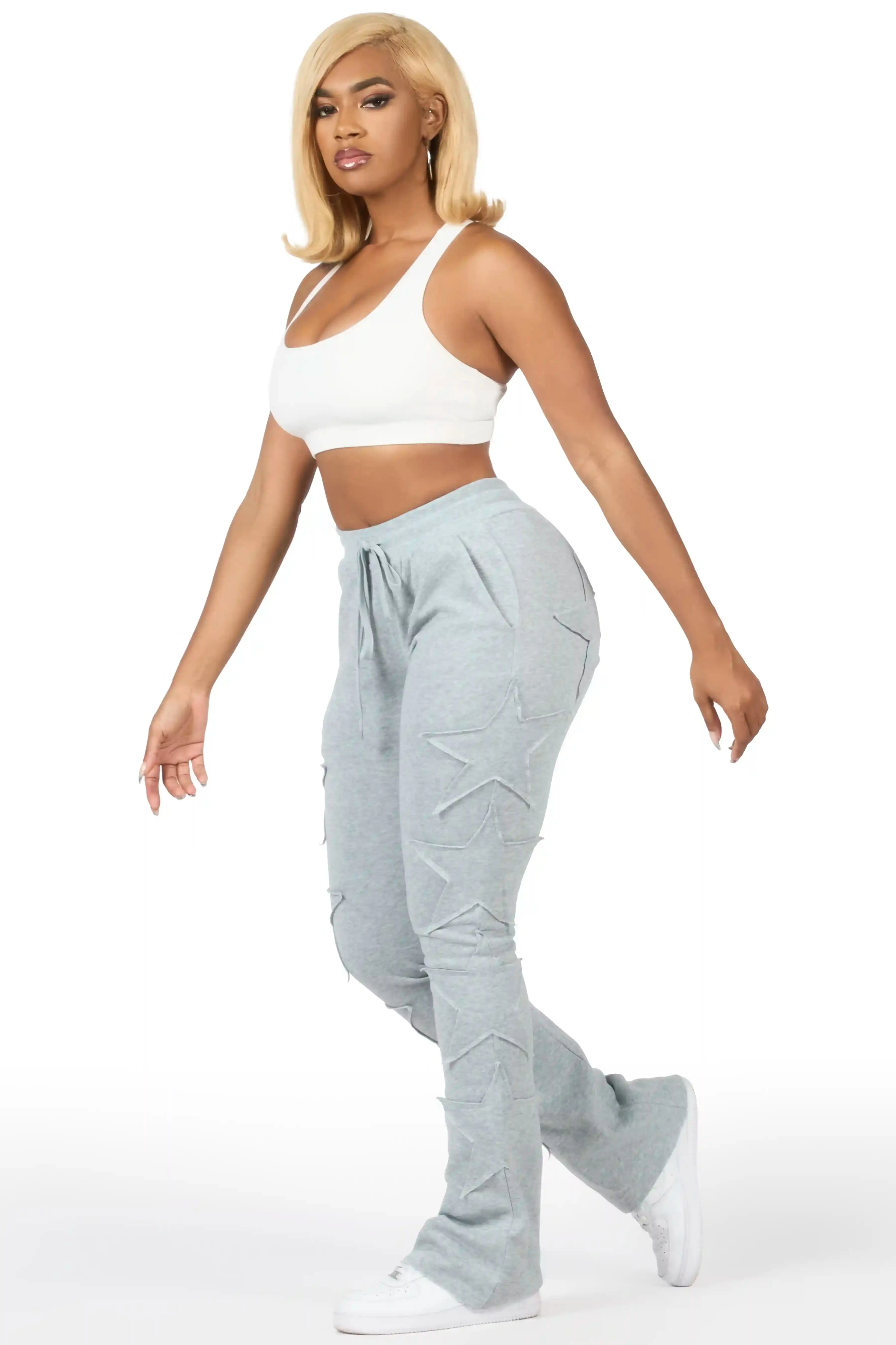 Sinayah Heather Grey Stacked Track Pant sold by Rockstar Original product image thumbnail 2