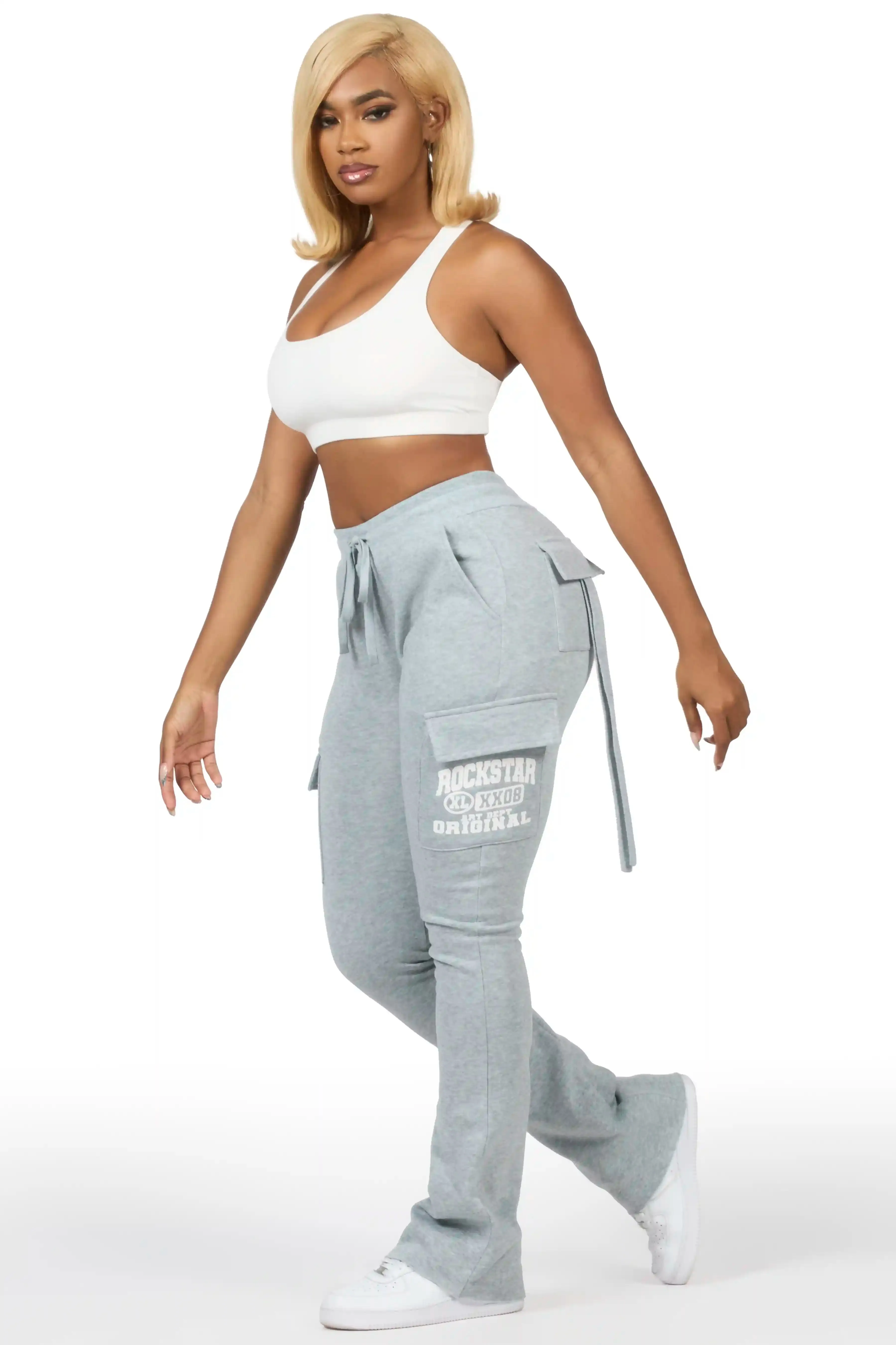 Elandira Heather Grey Cargo Stacked Track Pant sold by Rockstar Original product image thumbnail 4