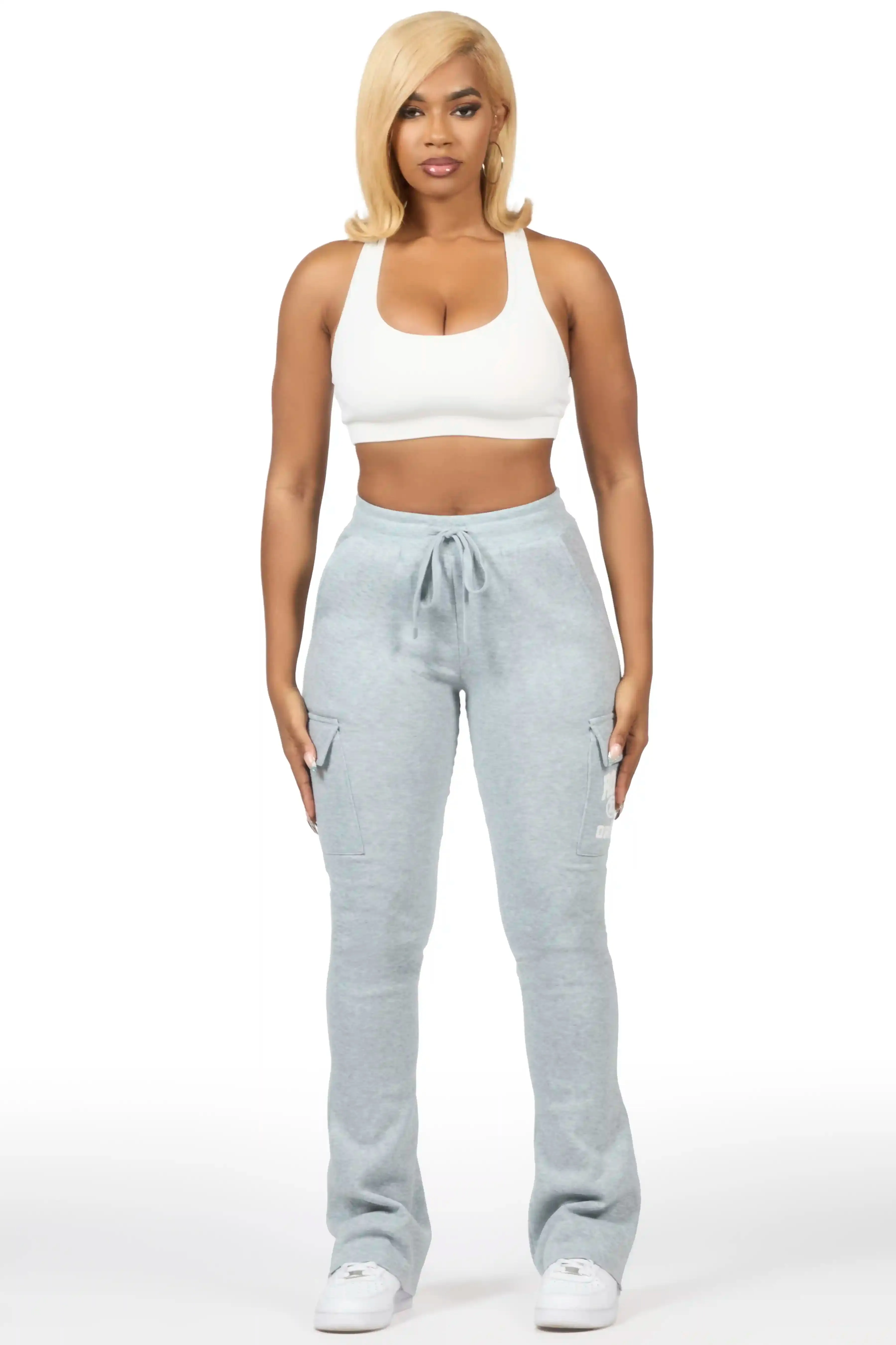 Elandira Heather Grey Cargo Stacked Track Pant sold by Rockstar Original product image thumbnail 2