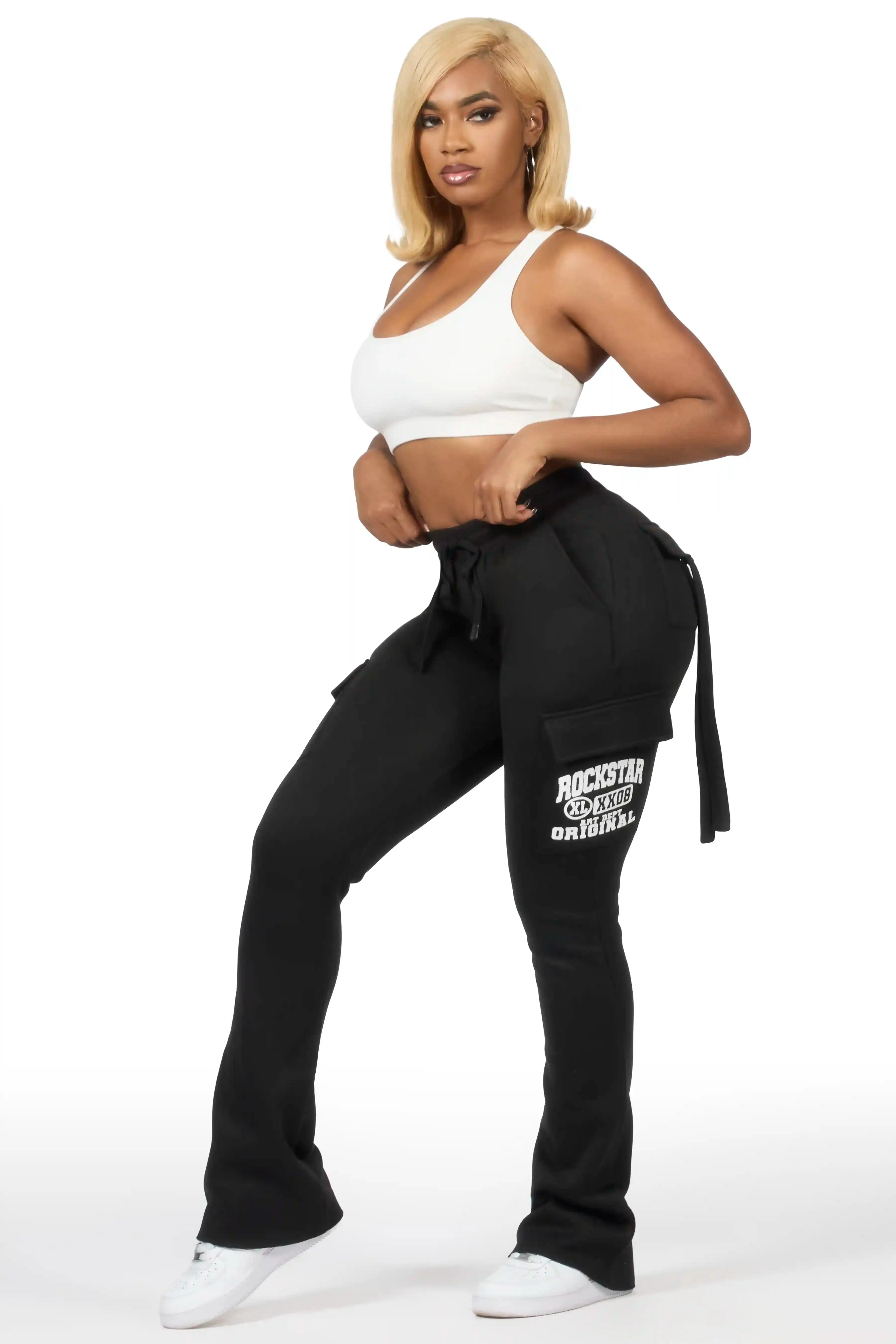 Elandira Black Cargo Stacked Track Pant sold by Rockstar Original product image thumbnail 5