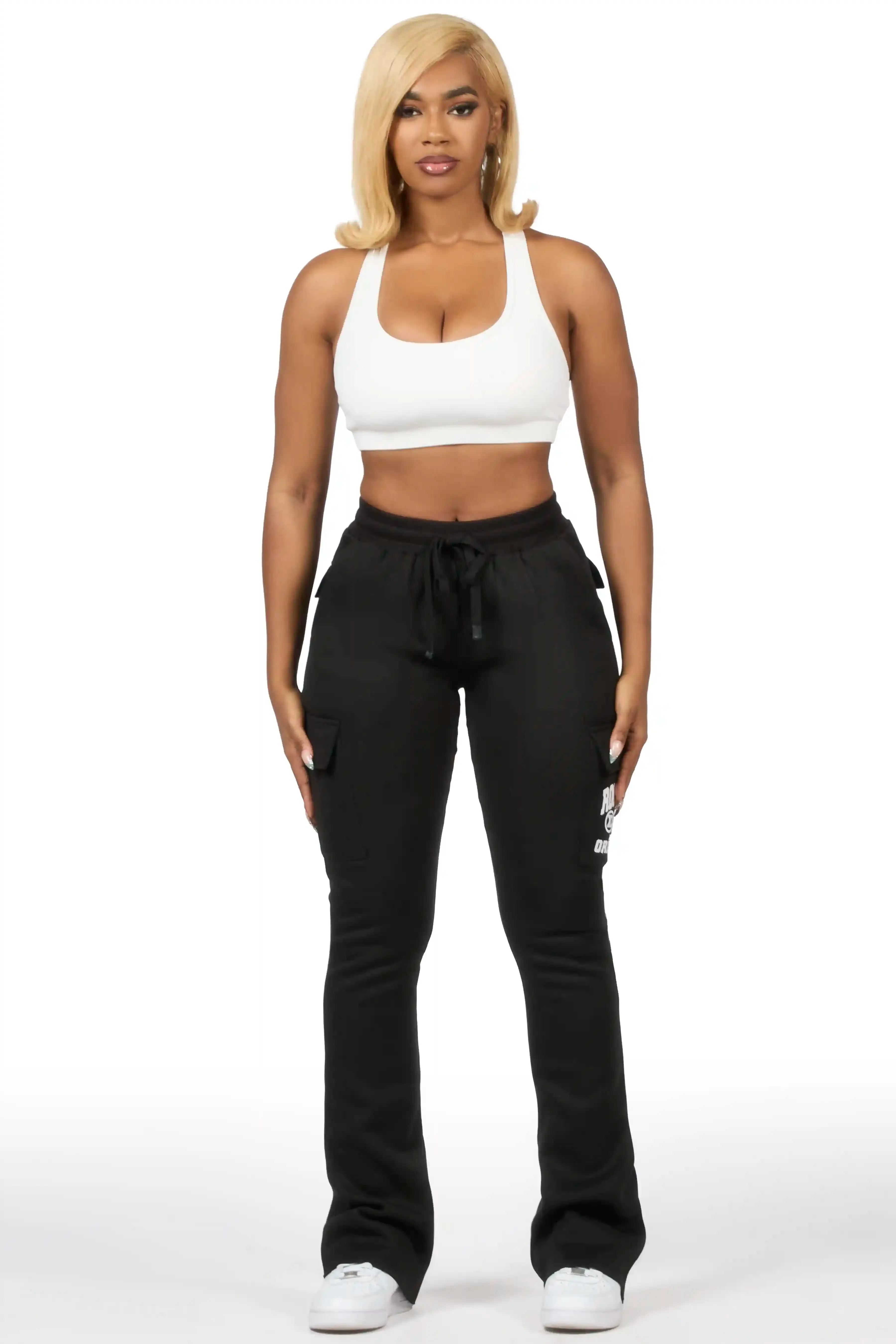 Elandira Black Cargo Stacked Track Pant sold by Rockstar Original product image thumbnail 2