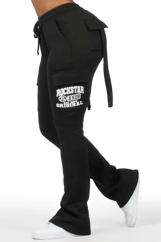 Elandira Black Cargo Stacked Track Pant sold by Rockstar Original