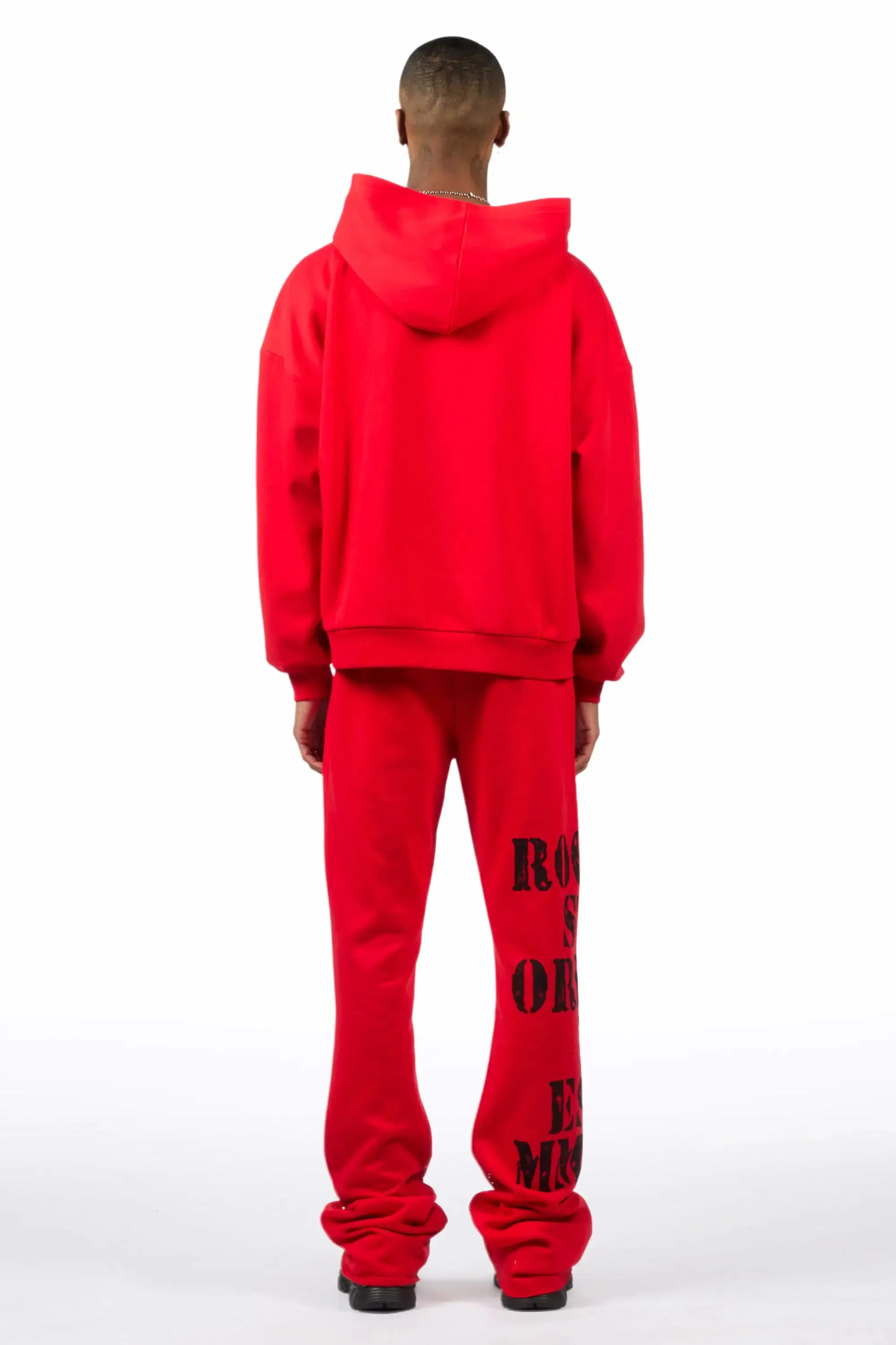 Borya Red Rhinestone Hoodie/Stacked Pant Track Set sold by Rockstar Original product image thumbnail 4