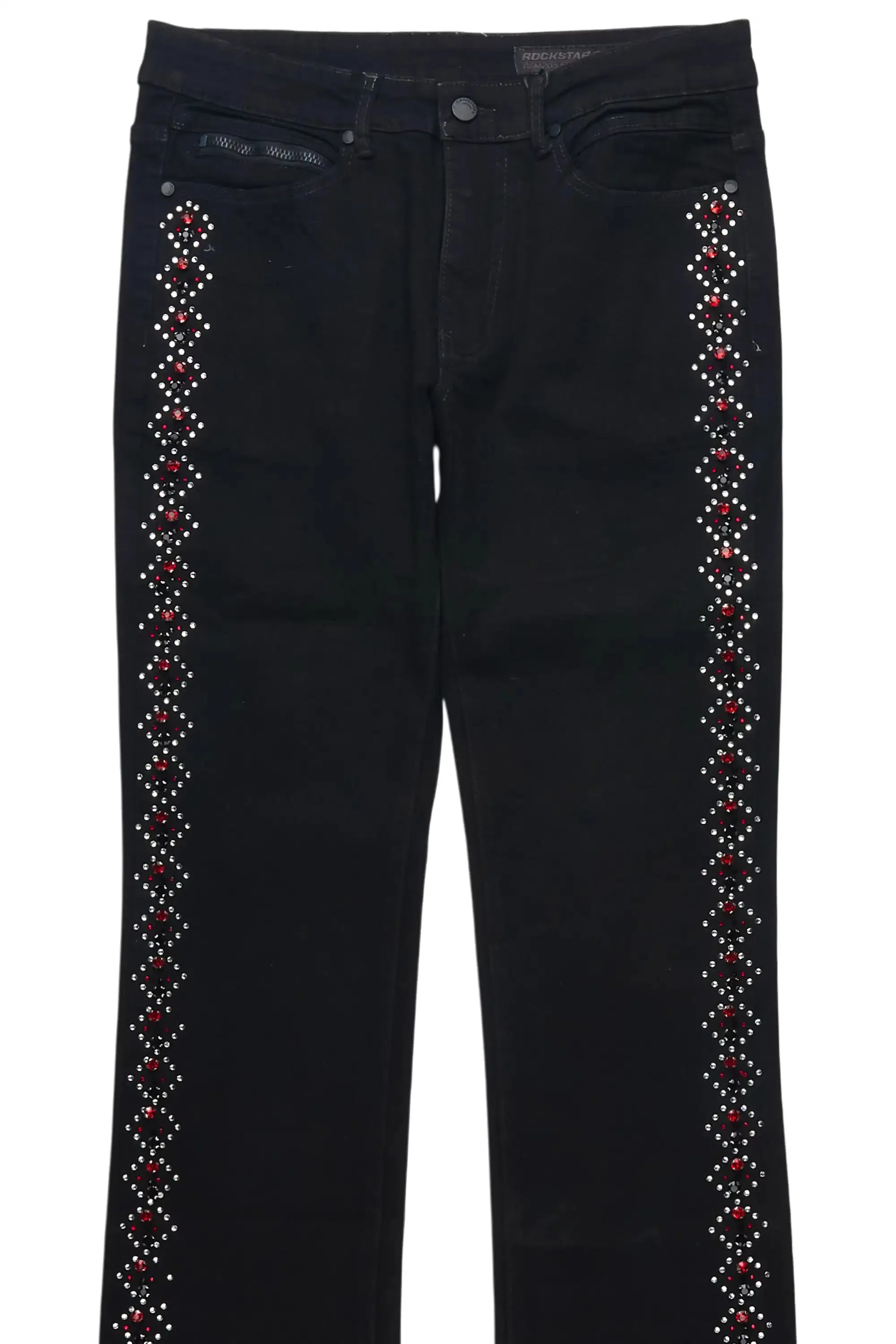 Ozi Rhinestone Black Stacked Flare Jean sold by Rockstar Original product image thumbnail 2