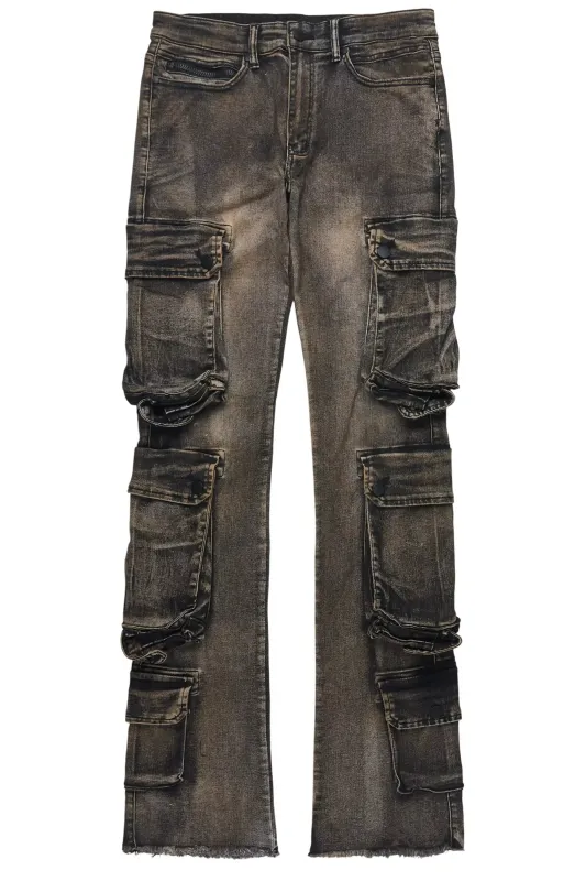 Cloudy Dark Grey Stacked Flare Jean sold by Rockstar Original