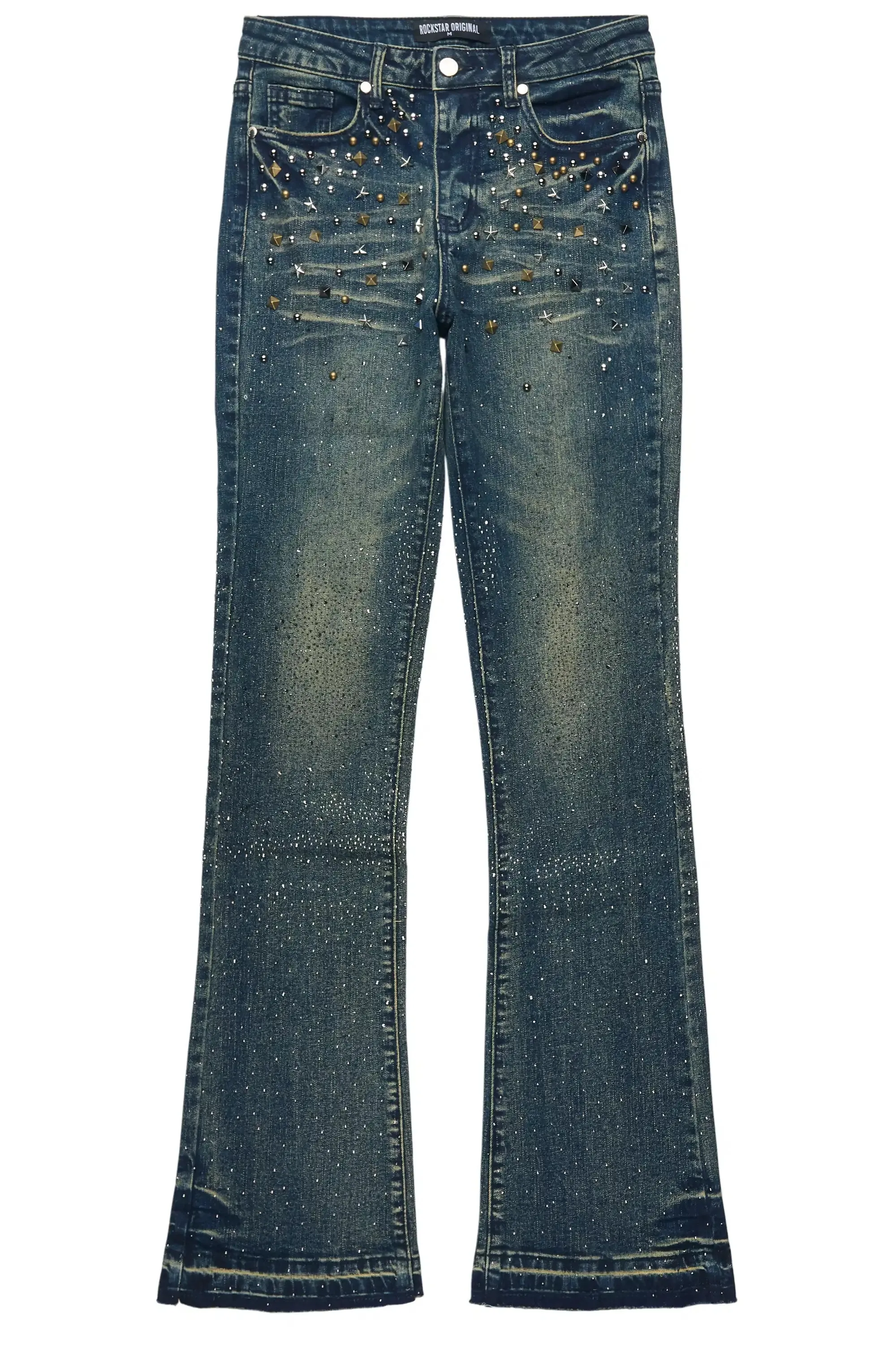 Starr Tinted Wash Rhinestone Stacked Flare Jean sold by Rockstar Original product image thumbnail 4