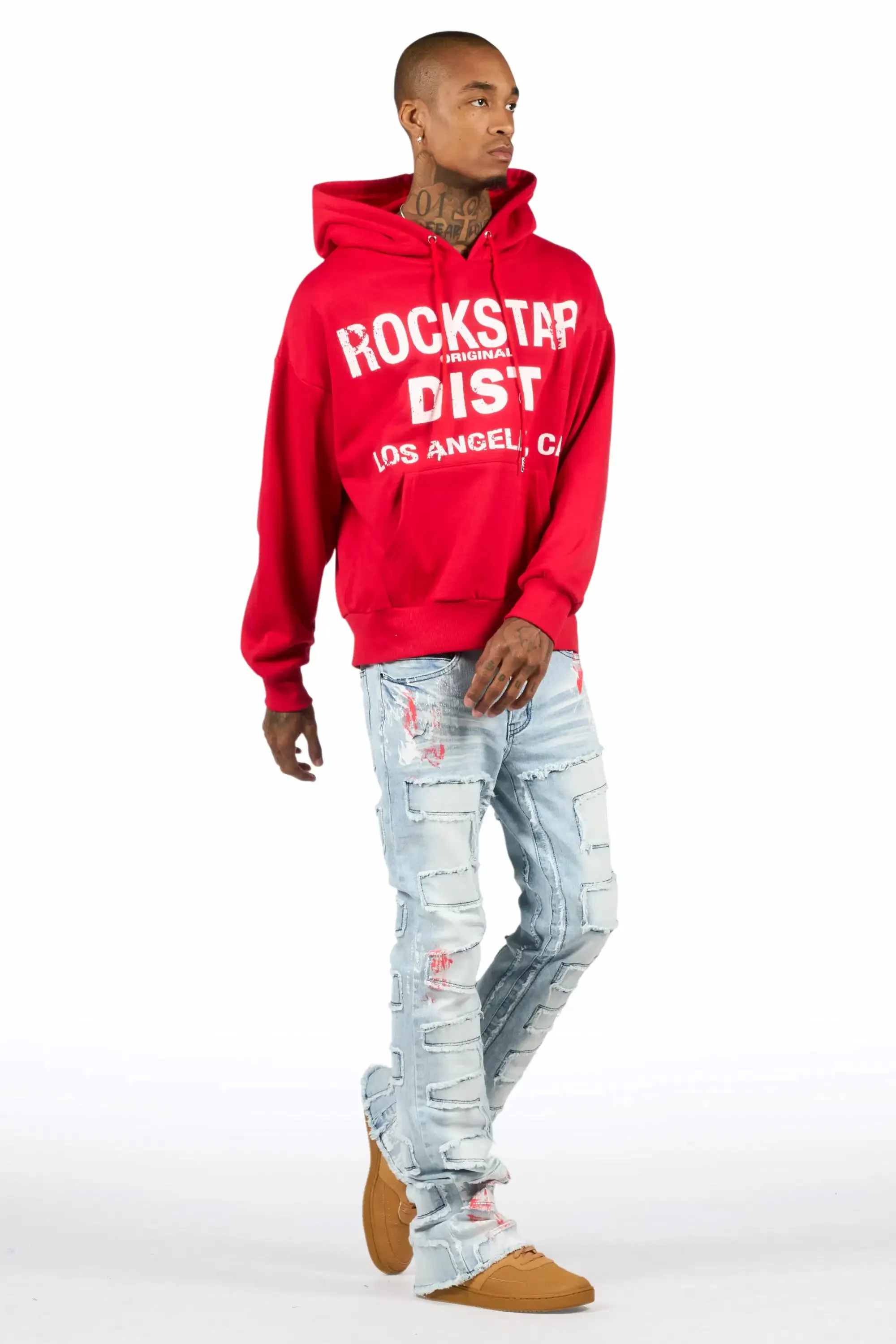Saxon Red/Blue Hoodie/Stacked Flare Jean Set sold by Rockstar Original product image thumbnail 3
