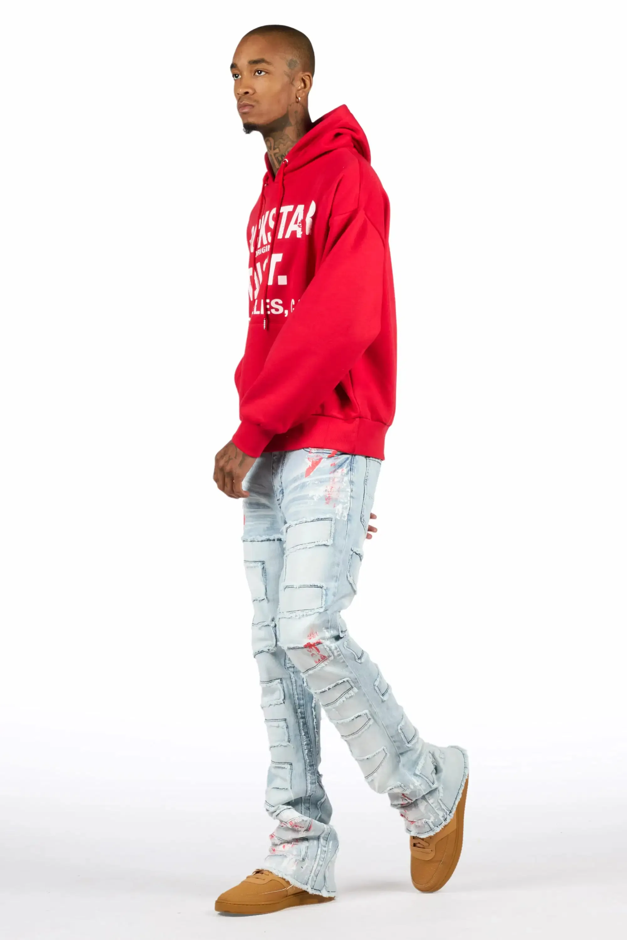 Saxon Red/Blue Hoodie/Stacked Flare Jean Set sold by Rockstar Original product image thumbnail 5