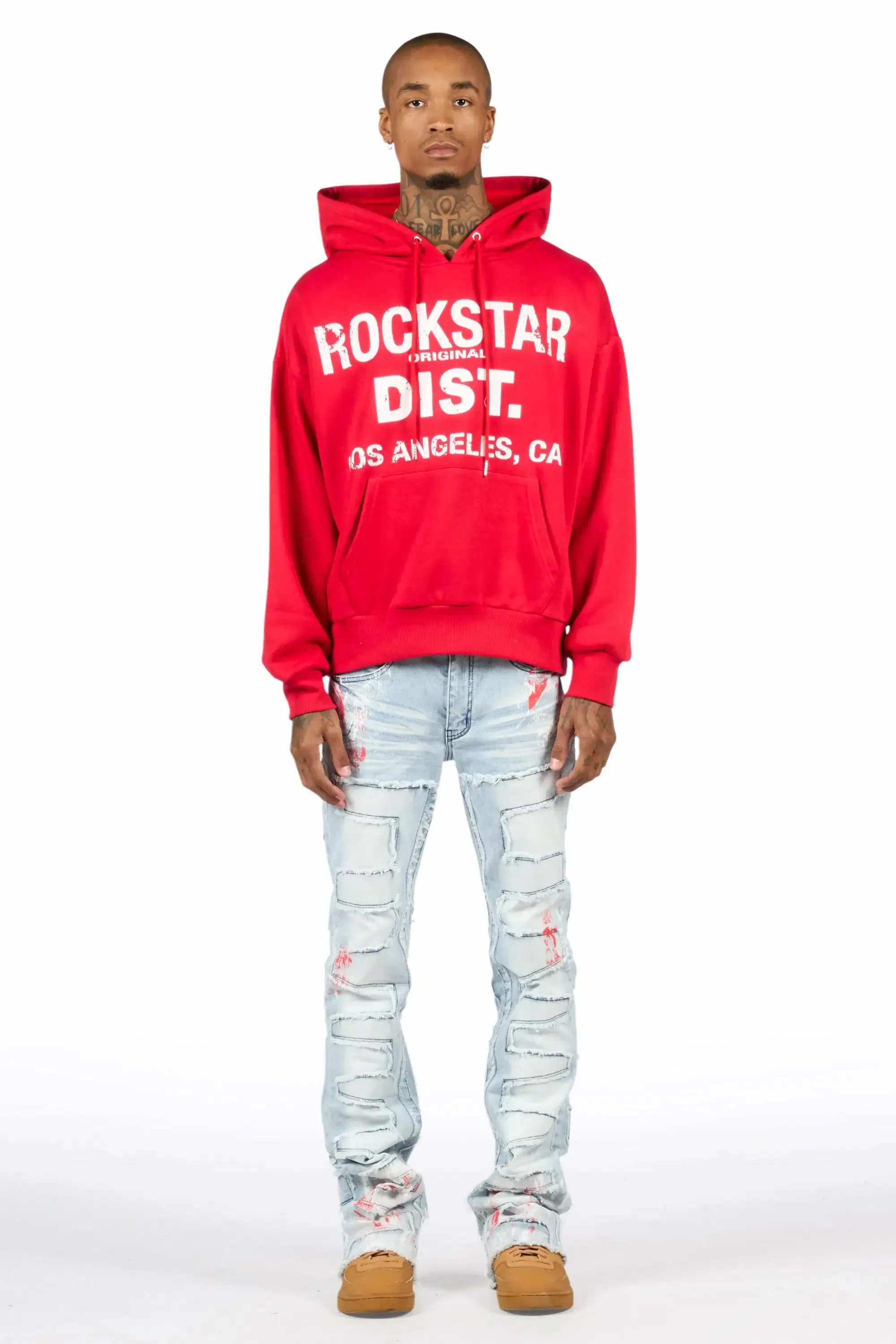 Saxon Red/Blue Hoodie/Stacked Flare Jean Set sold by Rockstar Original product image thumbnail 2
