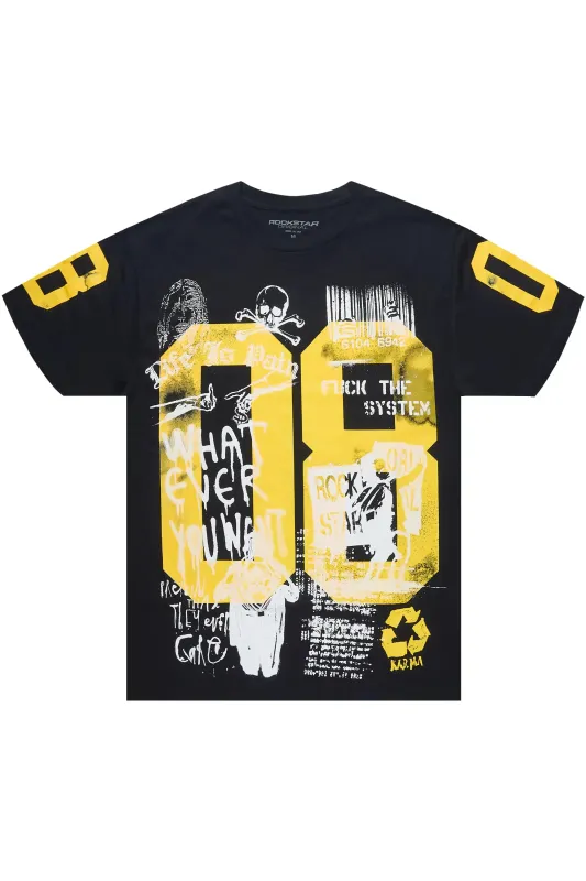 Grill 3.0 Black/Yellow Oversized Graphic T-Shirt made by Rockstar Original