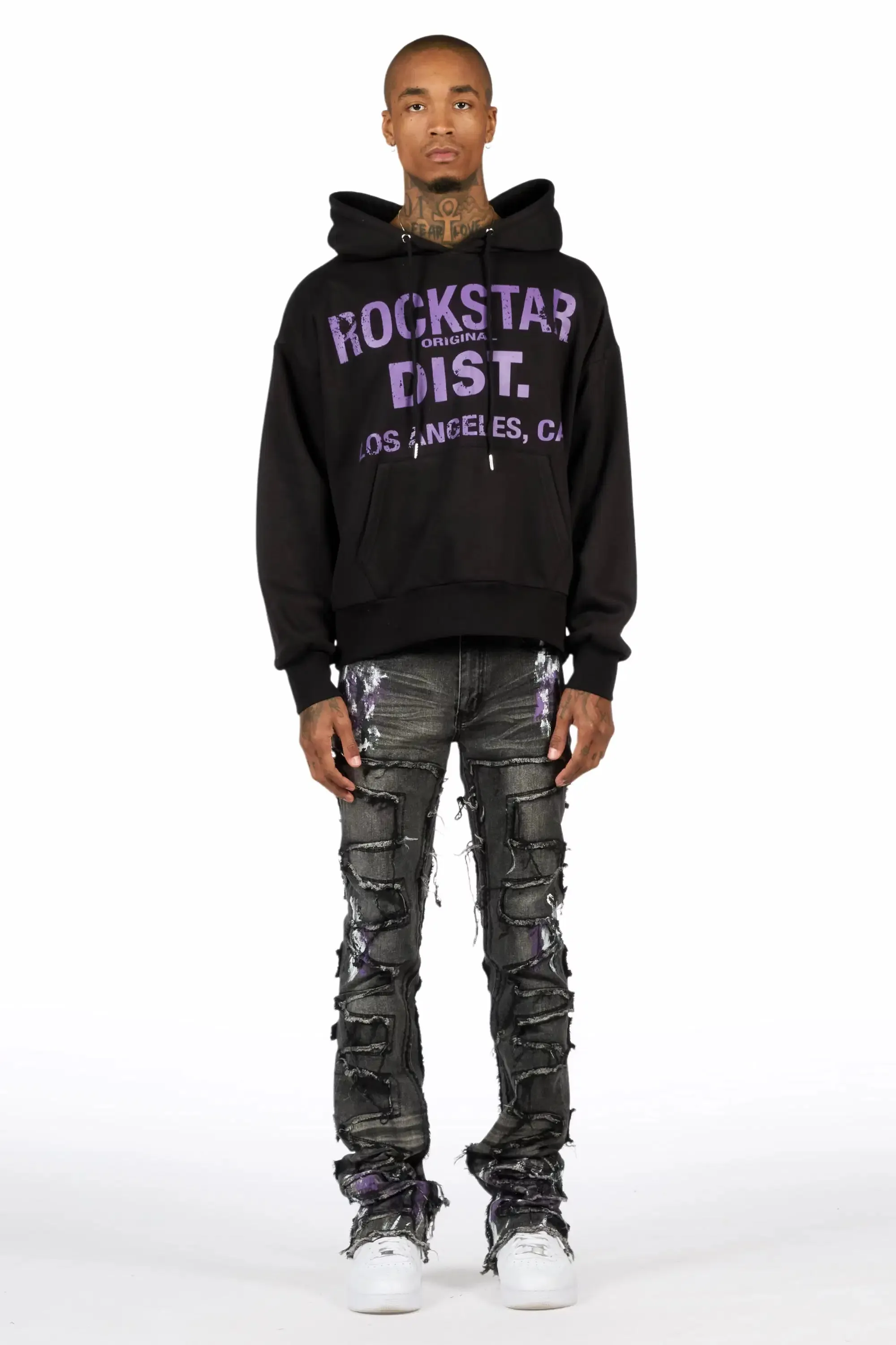 Saxon Purple/Black Hoodie/Stacked Flare Jean Set sold by Rockstar Original product image thumbnail 2