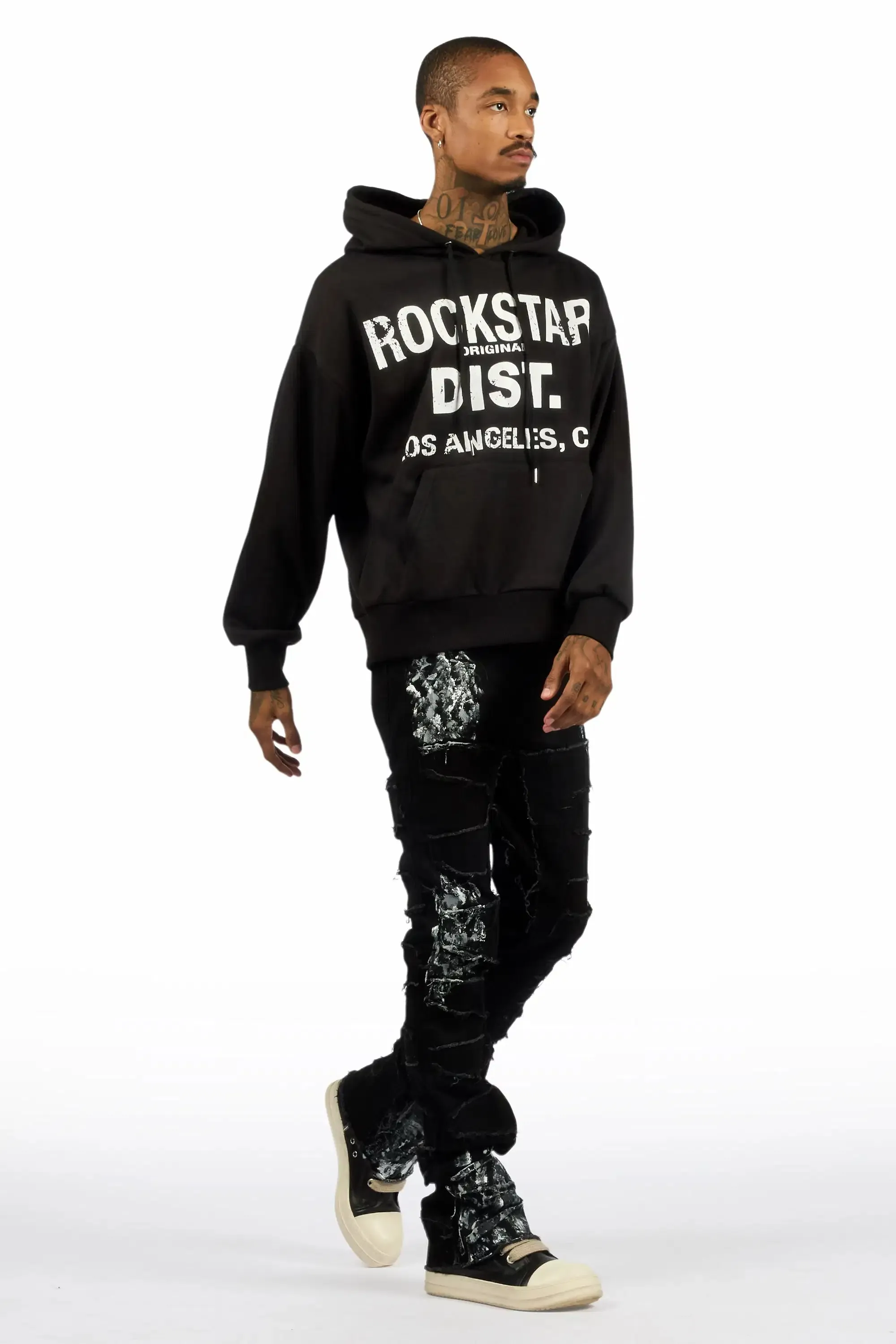 Saxon Black/Black Hoodie/Stacked Flare Jean Set sold by Rockstar Original product image thumbnail 3