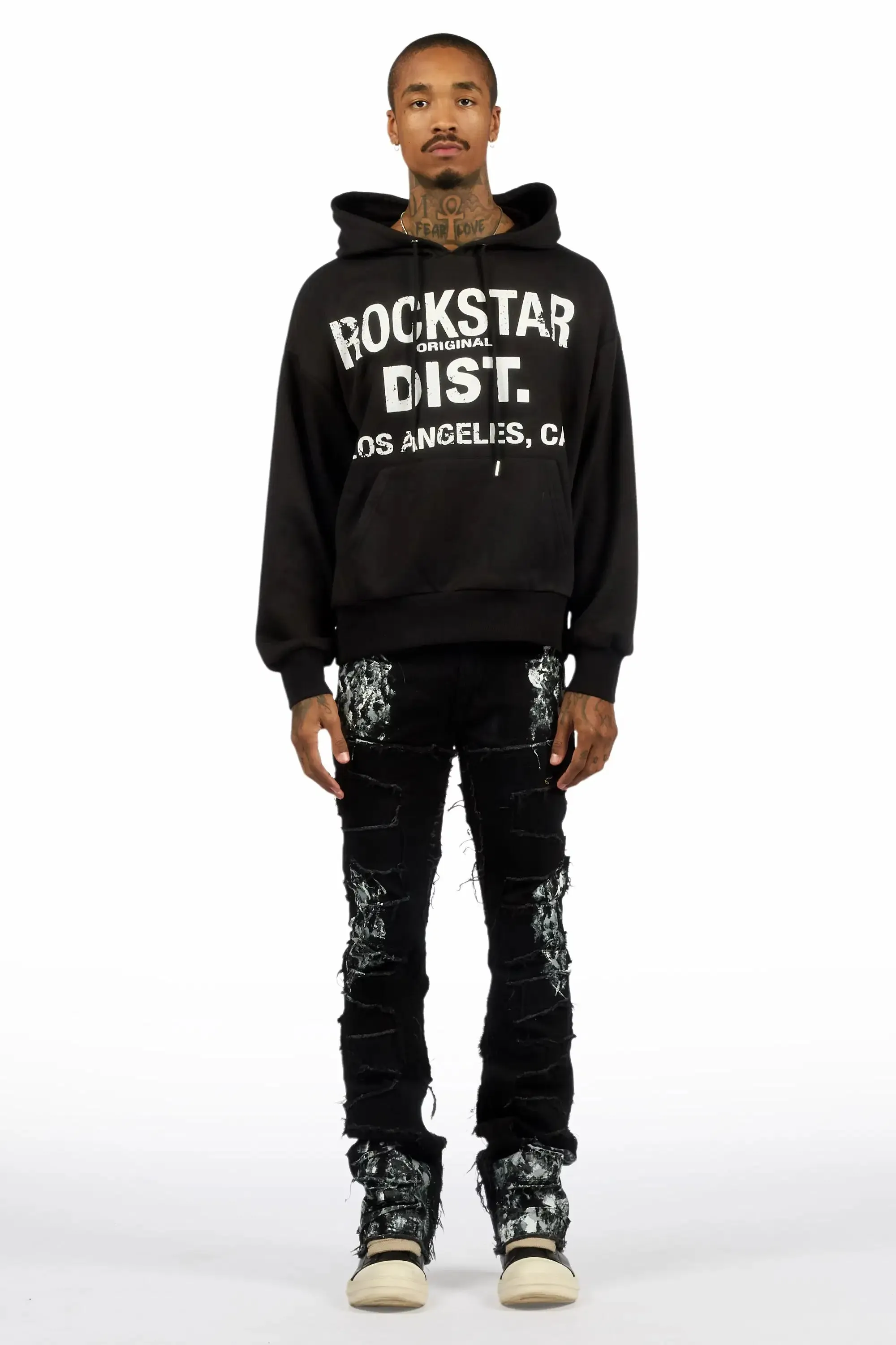 Saxon Black/Black Hoodie/Stacked Flare Jean Set sold by Rockstar Original product image thumbnail 2