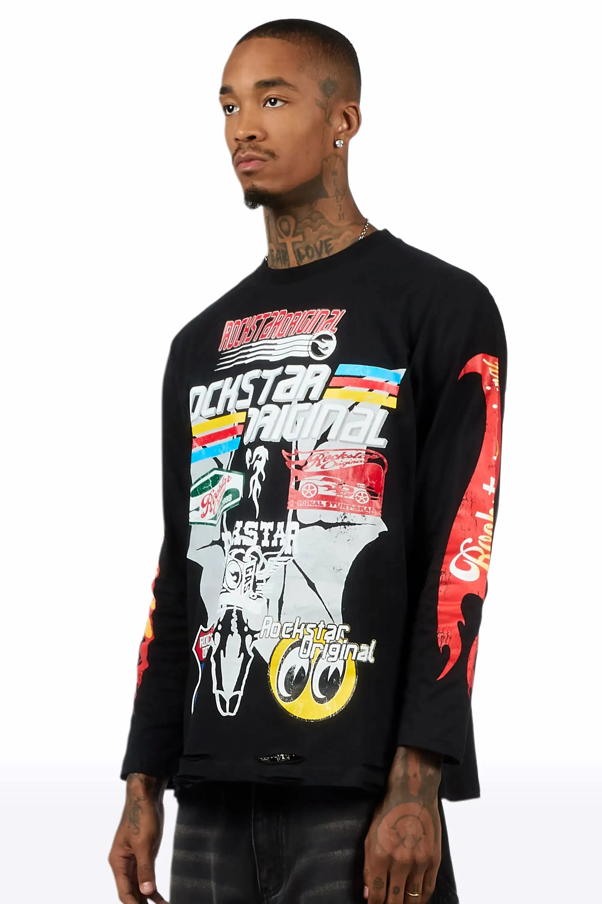 Speedy Black Long Sleeve Graphic T-Shirt sold by Rockstar Original product image thumbnail 5