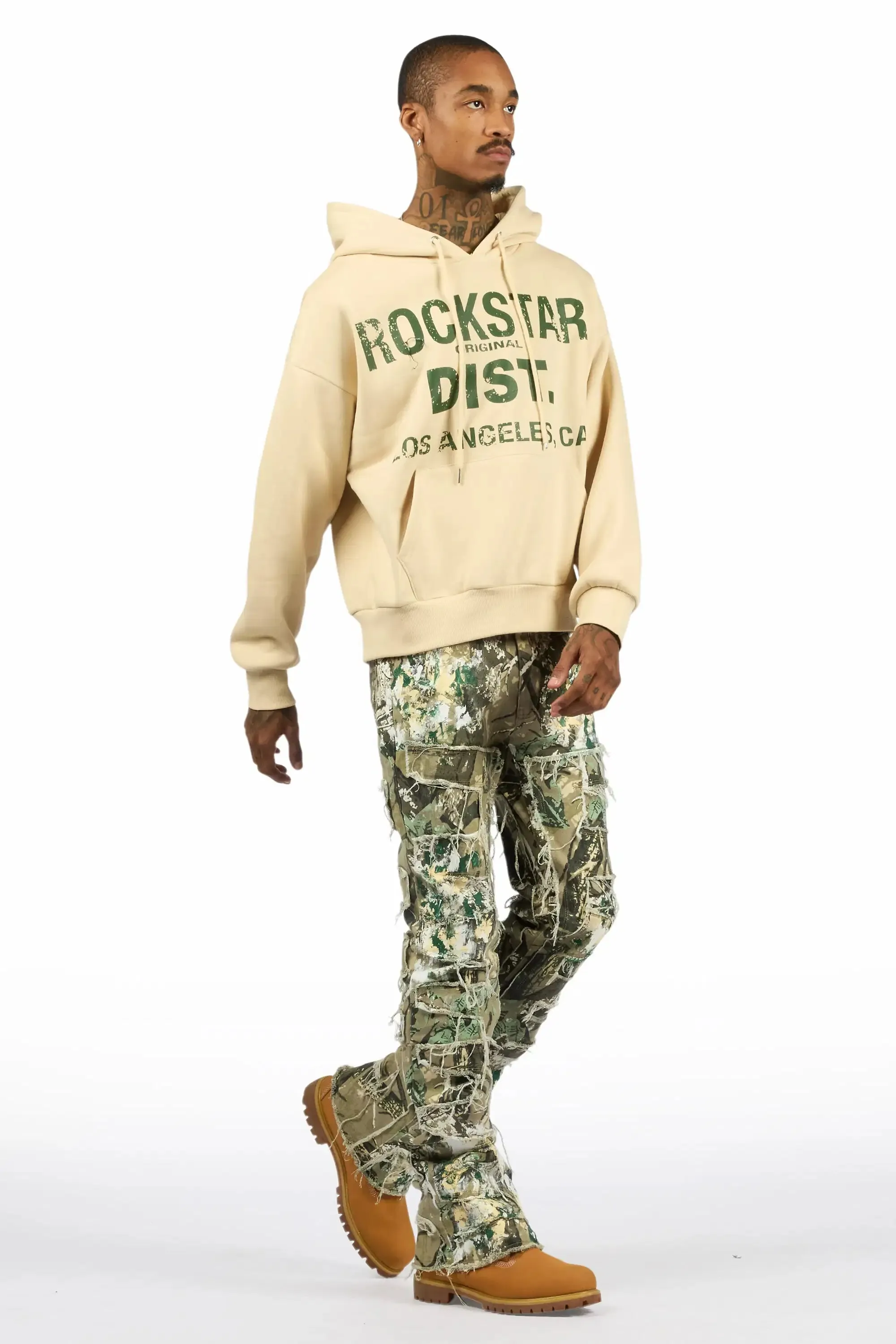 Saxon Beige Camo Hoodie/Stacked Flare Jean Set sold by Rockstar Original product image thumbnail 3