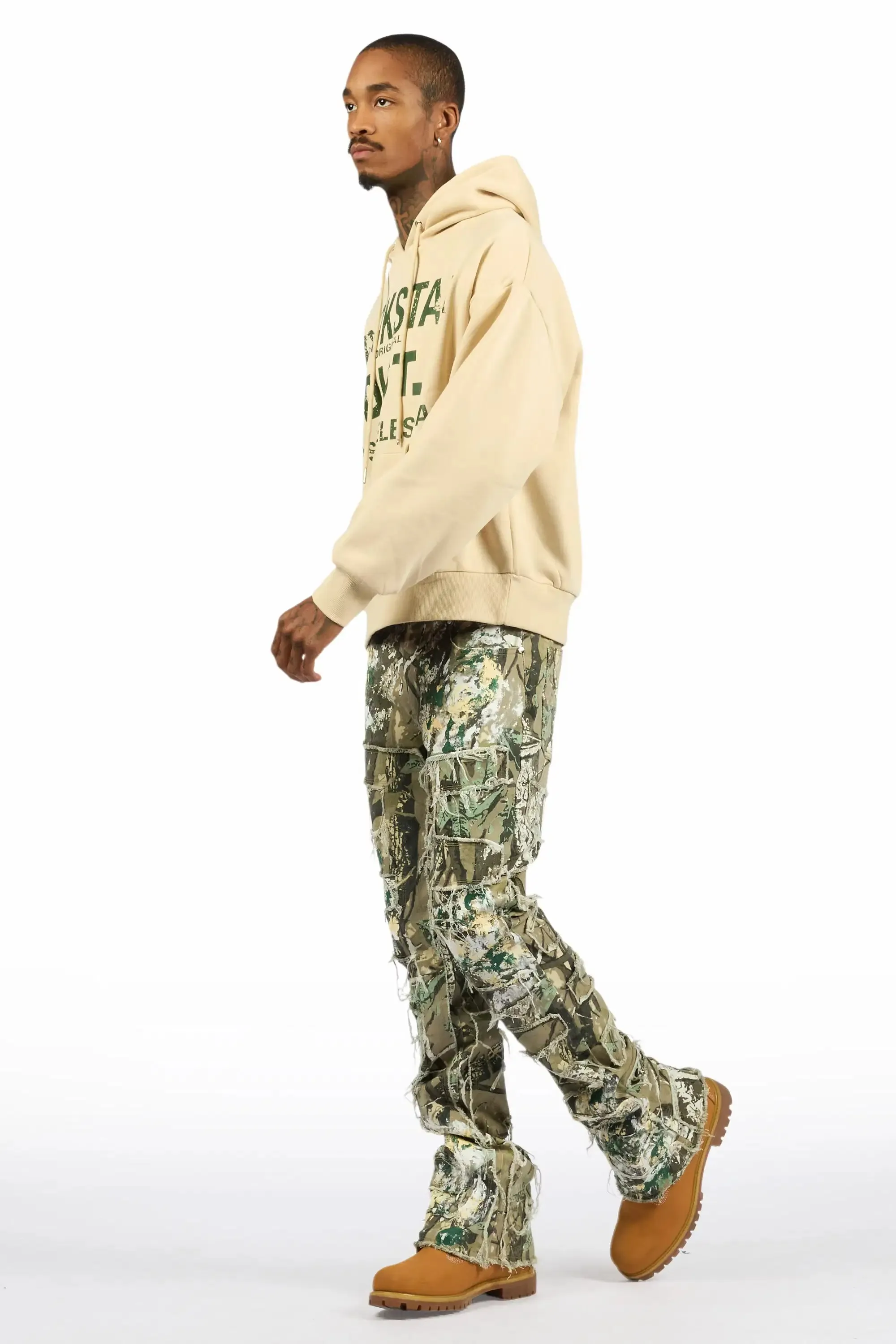 Saxon Beige Camo Hoodie/Stacked Flare Jean Set sold by Rockstar Original product image thumbnail 5
