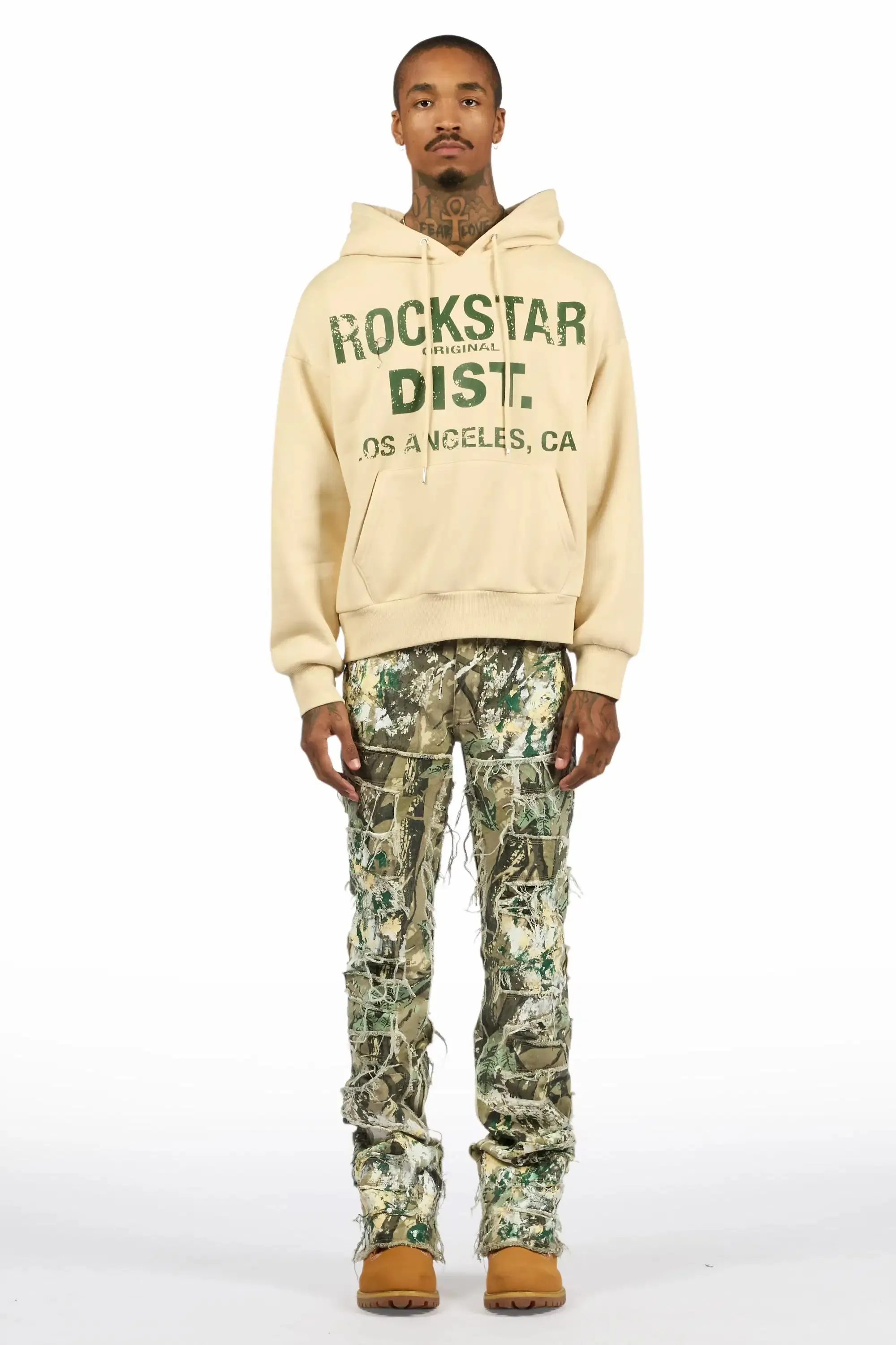 Saxon Beige Camo Hoodie/Stacked Flare Jean Set sold by Rockstar Original product image thumbnail 2