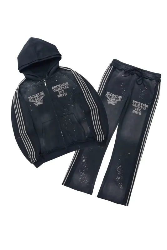 Manier Vintage Black Hoodie/Stacked Pant Track Set sold by Rockstar Original