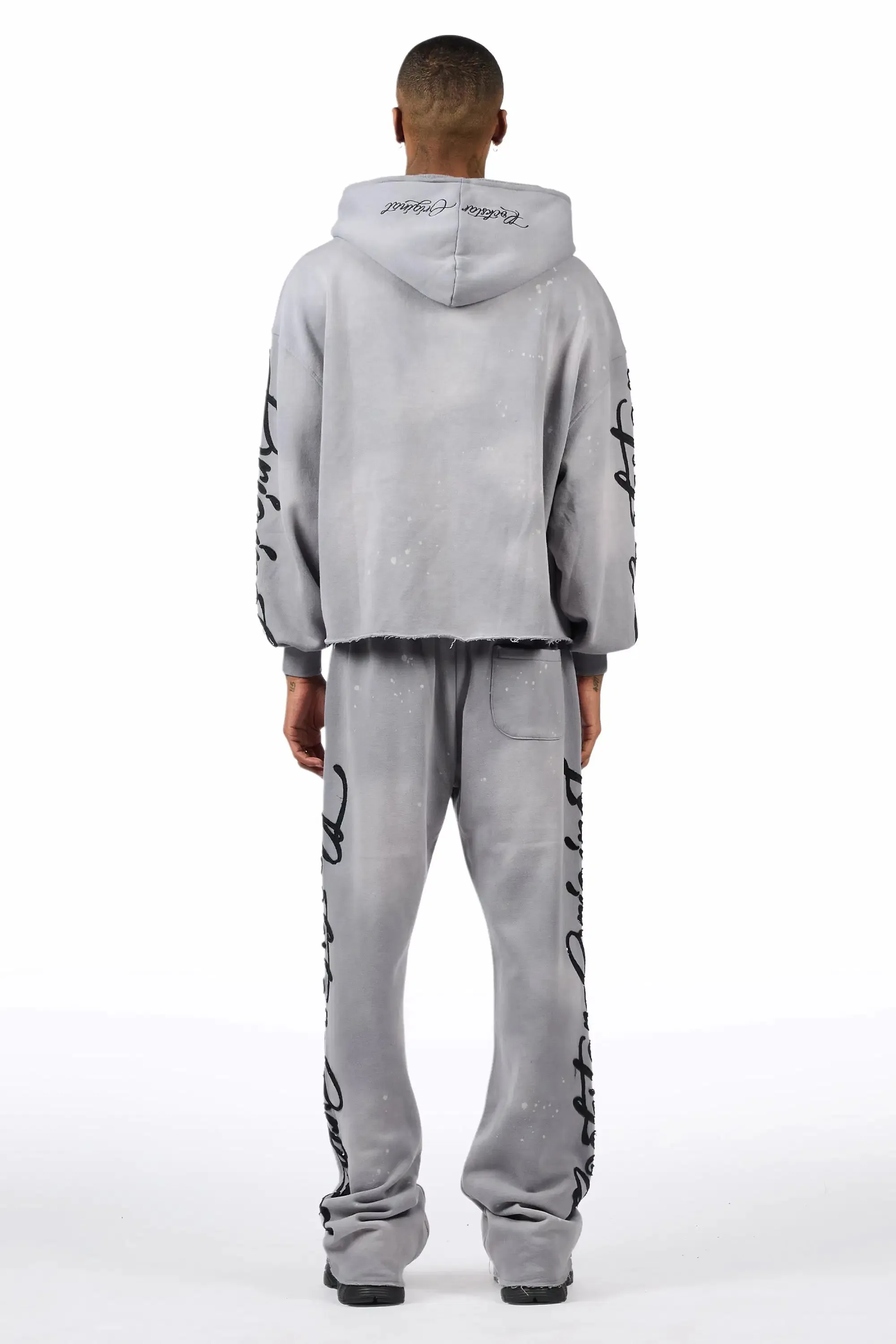 Hanif Vintage Grey Hoodie/Stacked Pant Track Set sold by Rockstar Original product image thumbnail 4