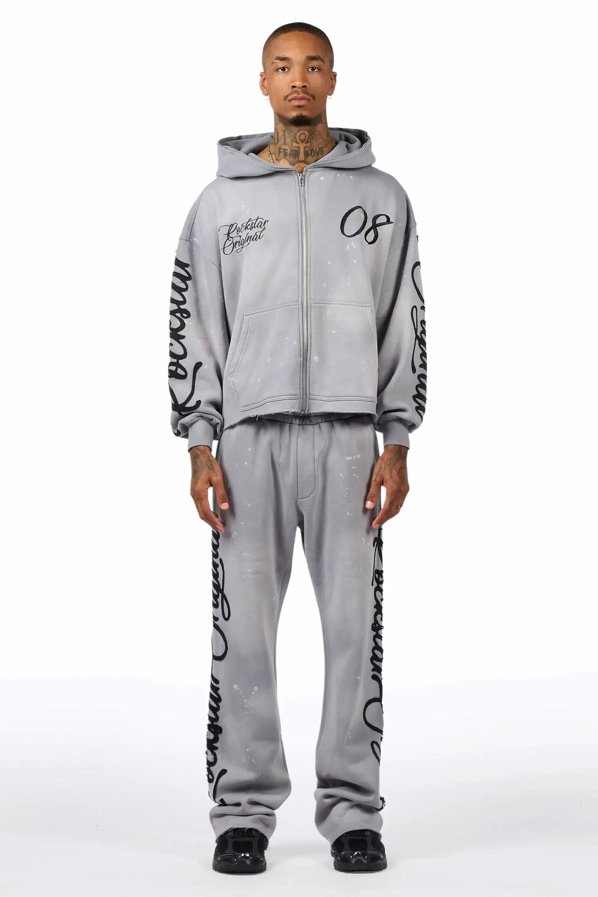 Hanif Vintage Grey Hoodie/Stacked Pant Track Set sold by Rockstar Original product image thumbnail 2