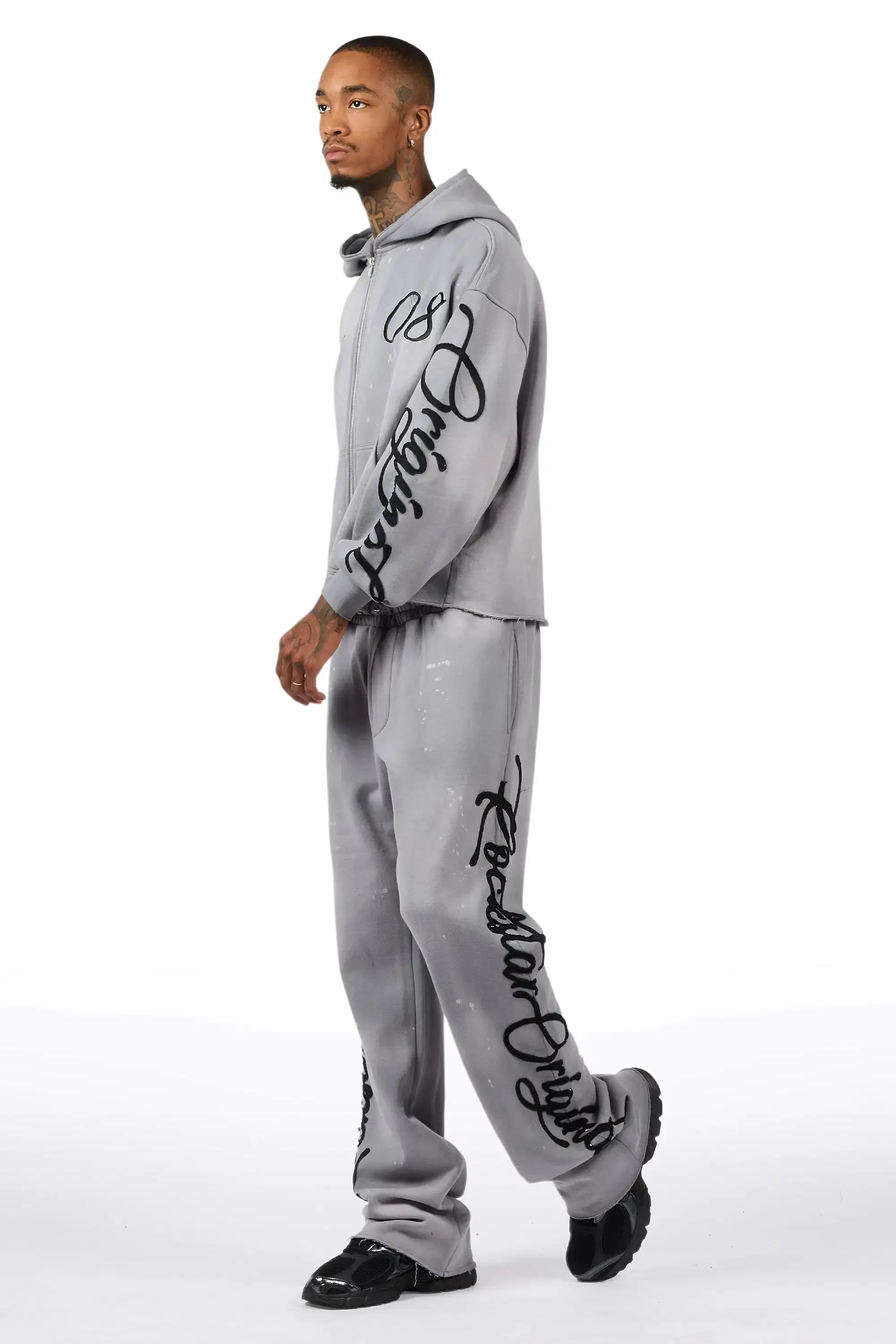 Hanif Vintage Grey Hoodie/Stacked Pant Track Set sold by Rockstar Original product image thumbnail 5