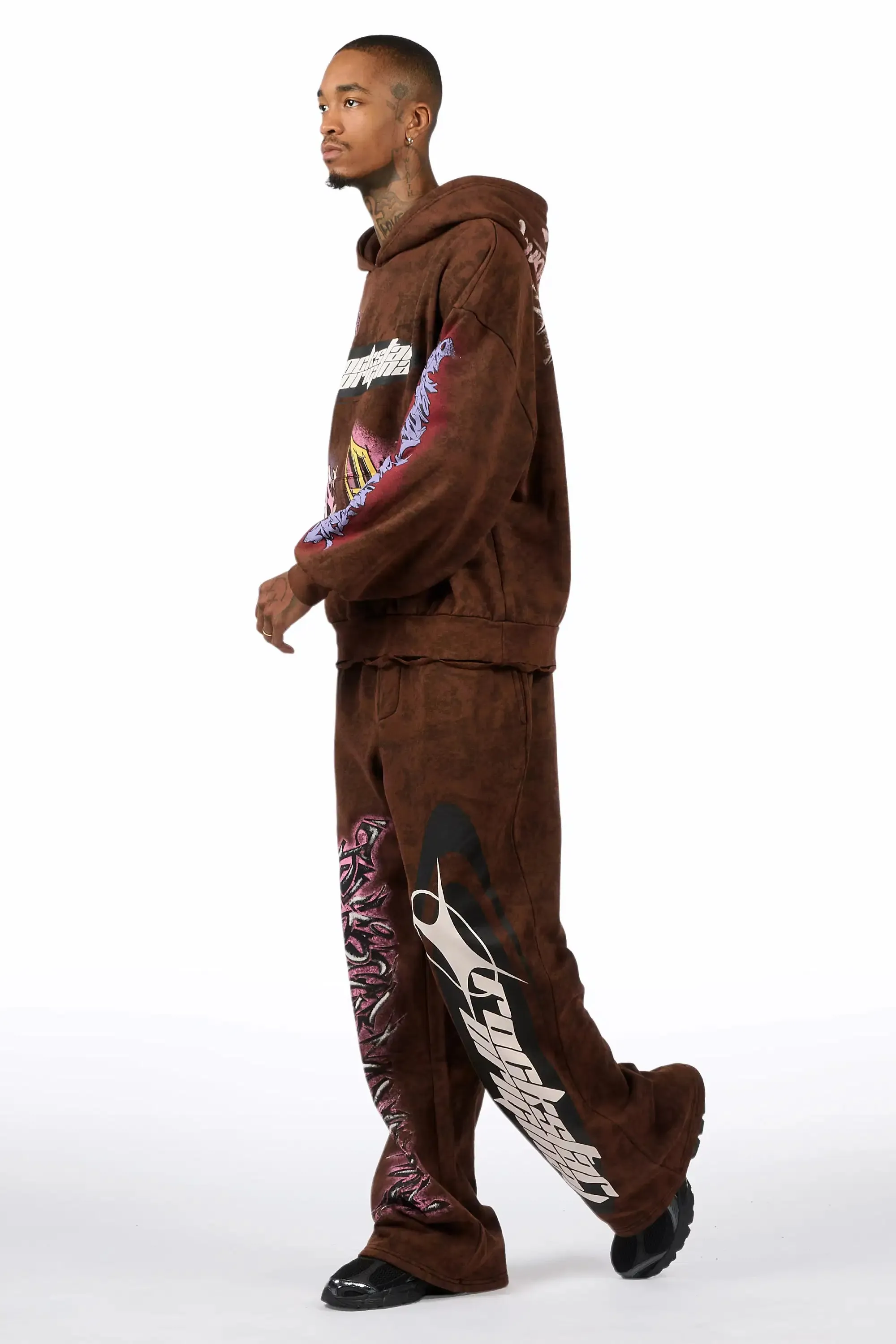Bleka Brown Hoodie/Stacked Pant Track Set sold by Rockstar Original product image thumbnail 5