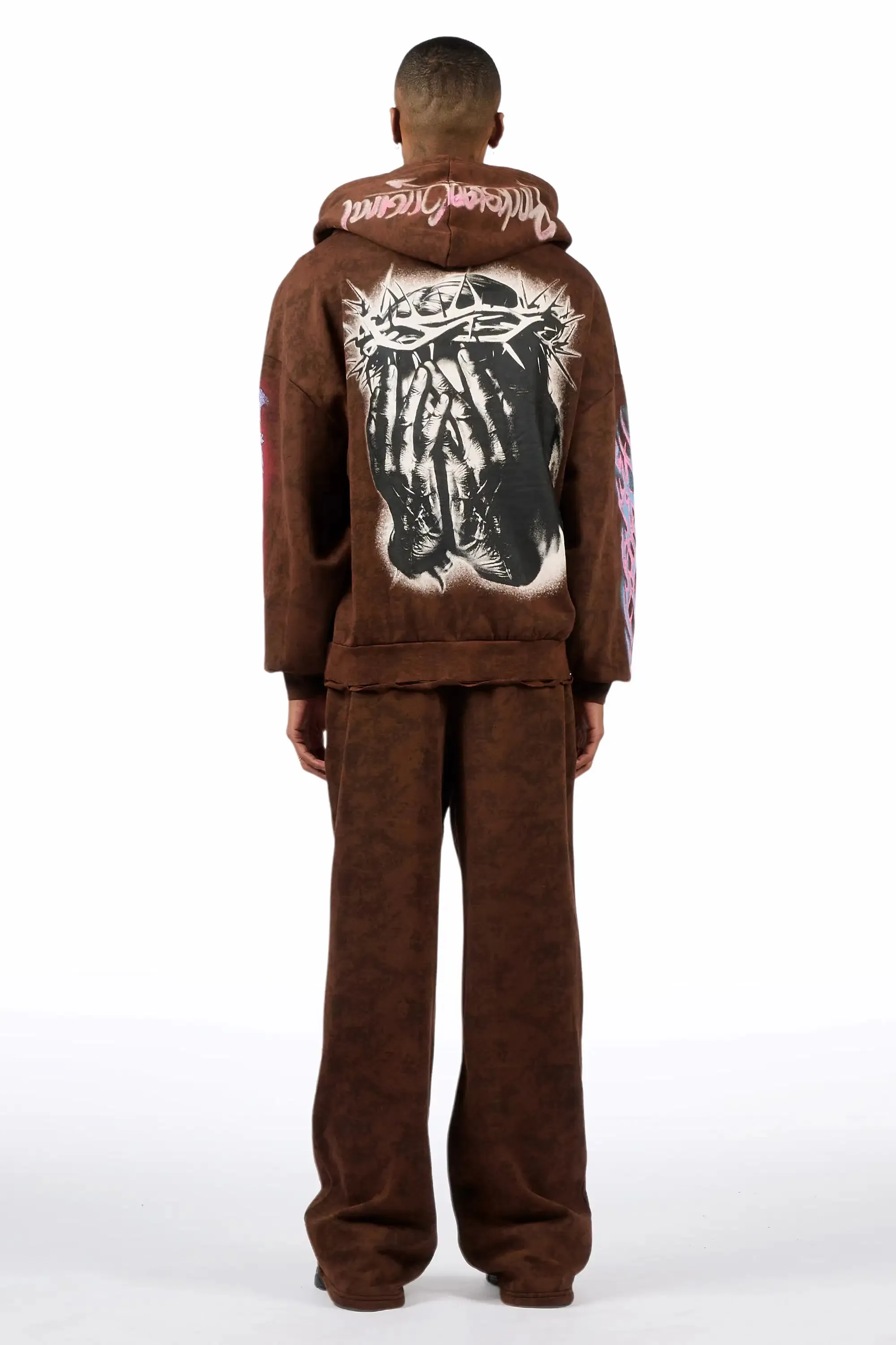 Bleka Brown Hoodie/Stacked Pant Track Set sold by Rockstar Original product image thumbnail 3