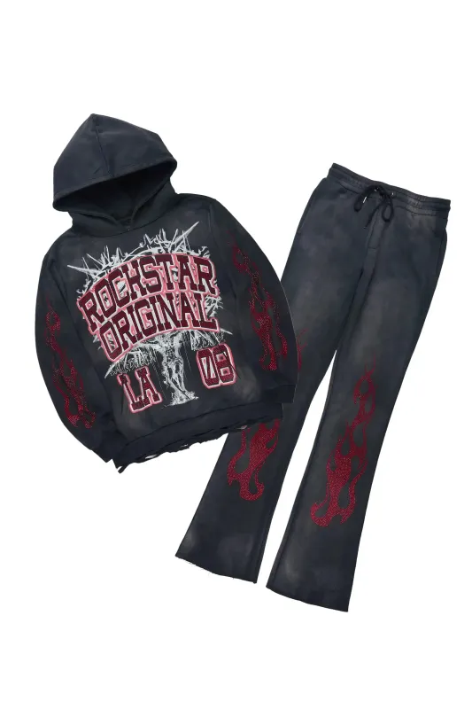 Oryn Black Hoodie/Stacked Pant Track Set sold by Rockstar Original