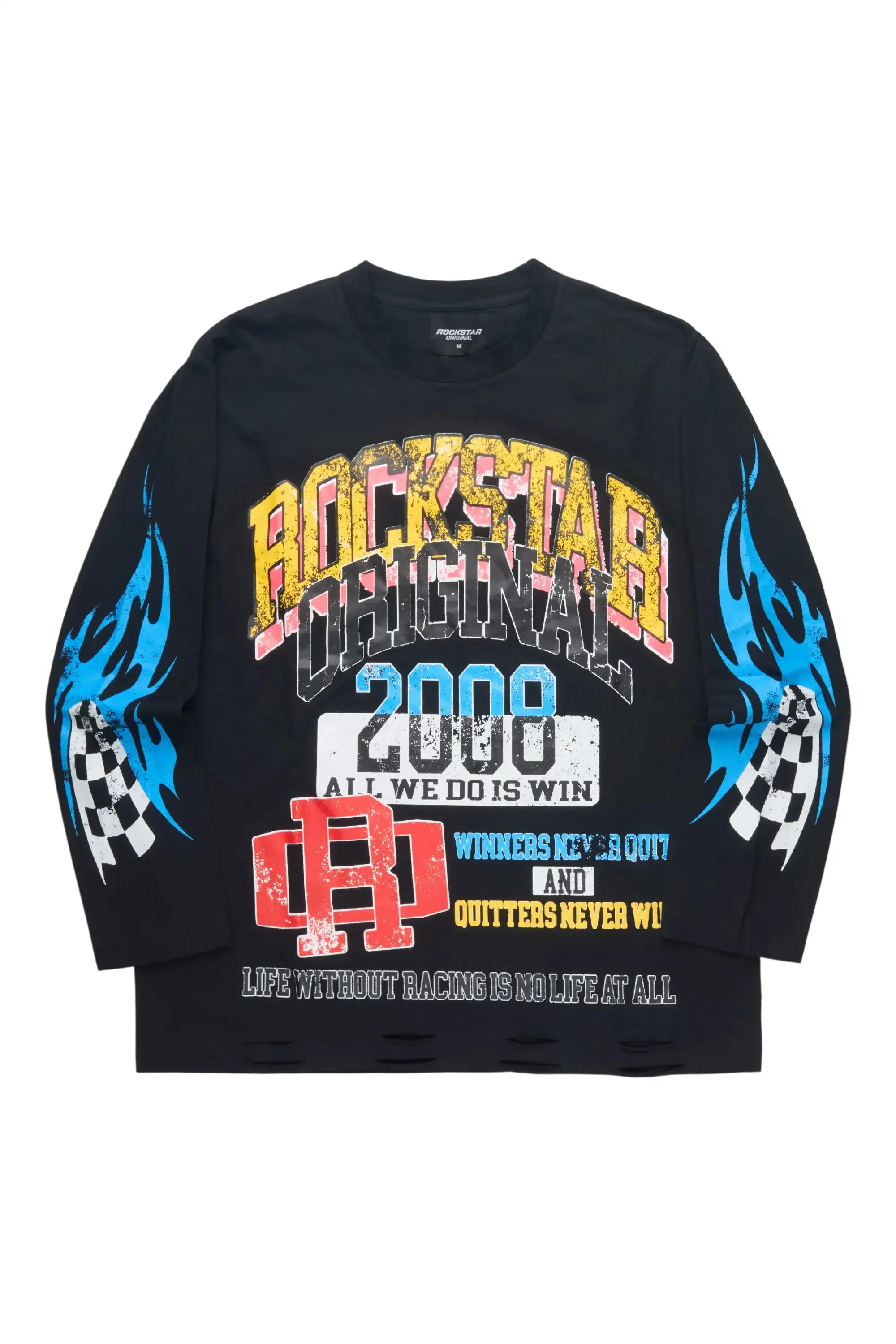 Colorful Race Black Long Sleeve Graphic T-Shirt sold by Rockstar Original