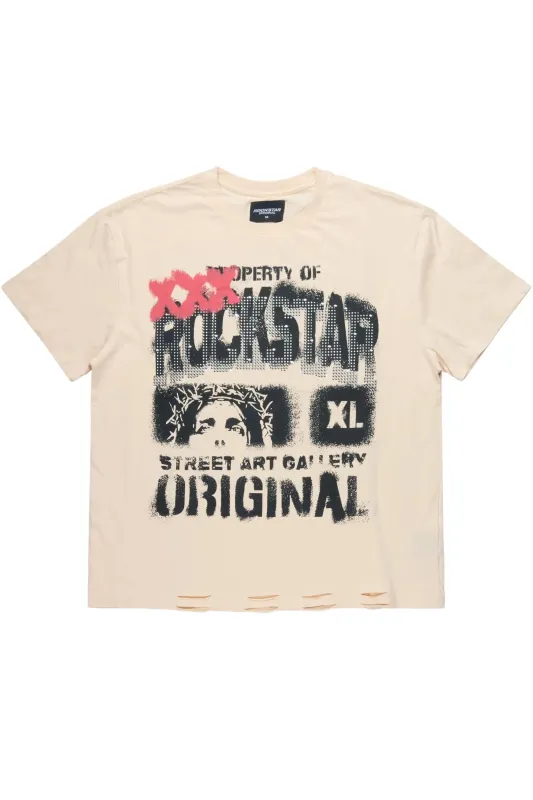 Kyo Beige Oversized Graphic T-Shirt sold by Rockstar Original