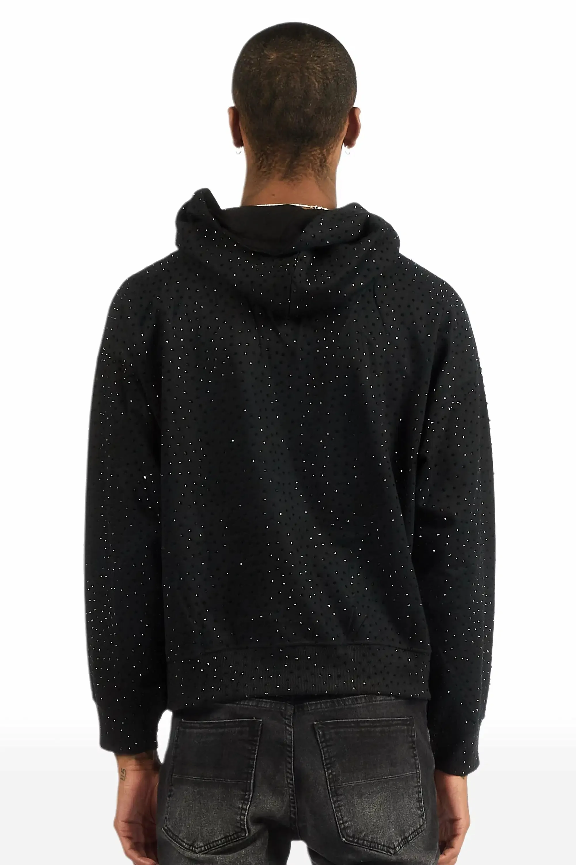 Crystiq Black/Black Rhinestone Oversized Hoodie sold by Rockstar Original product image thumbnail 4