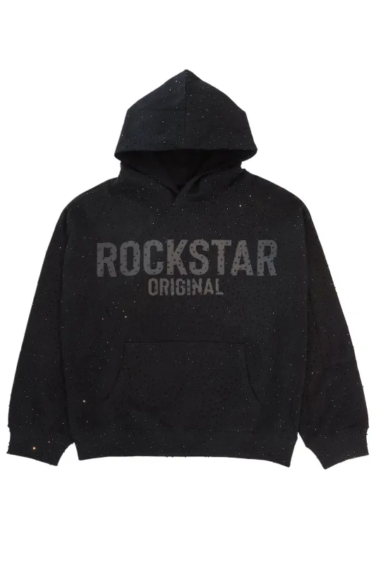Crystiq Black/Black Rhinestone Oversized Hoodie sold by Rockstar Original