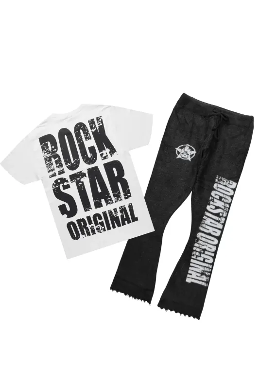 Keve White/Black T-Shirt/Knitted Mohair Flare Pant Set sold by Rockstar Original