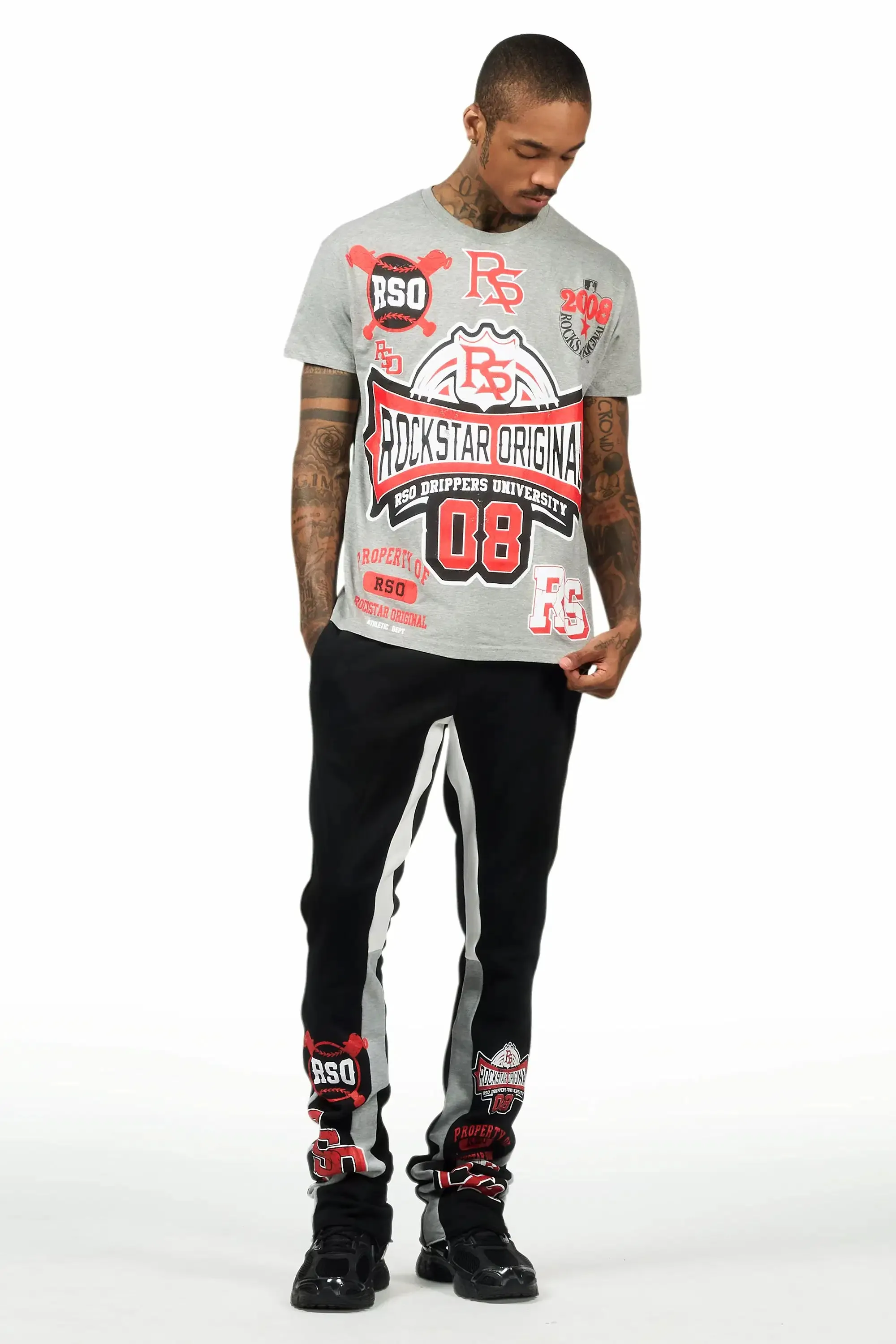 Mavrix Heather Grey T-Shirt/Relaxed Track Set sold by Rockstar Original product image thumbnail 2