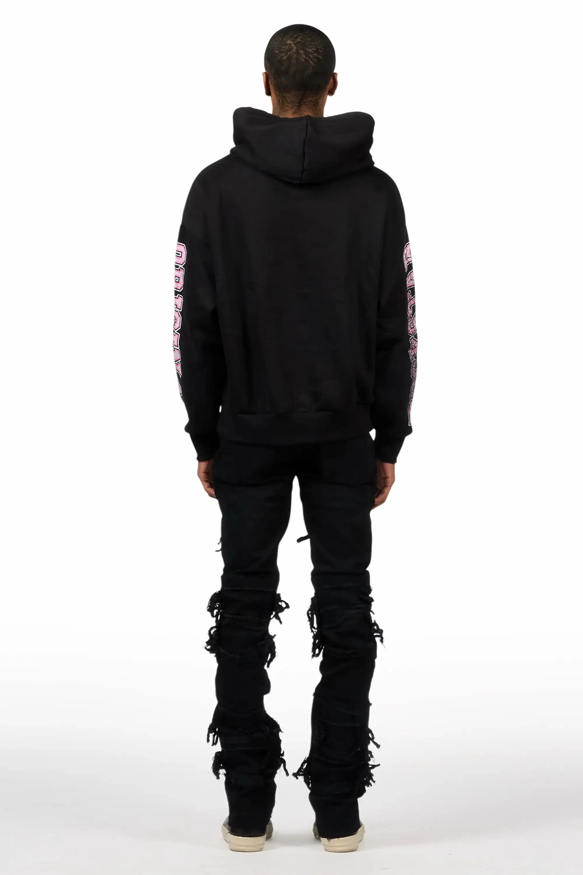 Fields Black Relaxed Hoodie & Vasco Jet Black Stacked Flare Jean Set sold by Rockstar Original product image thumbnail 3