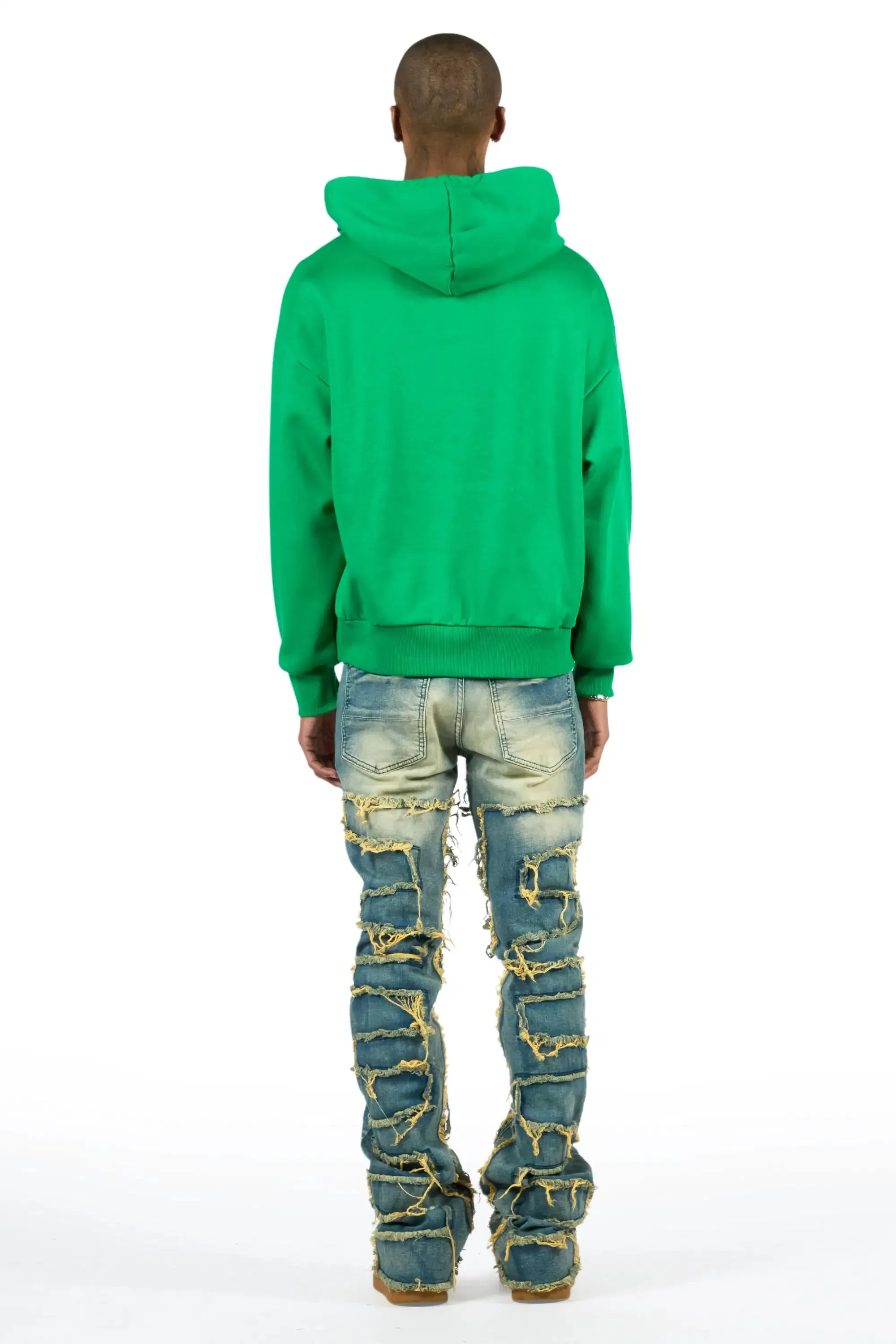 Saxon Green/Blue Hoodie/Stacked Flare Jean Set sold by Rockstar Original product image thumbnail 4