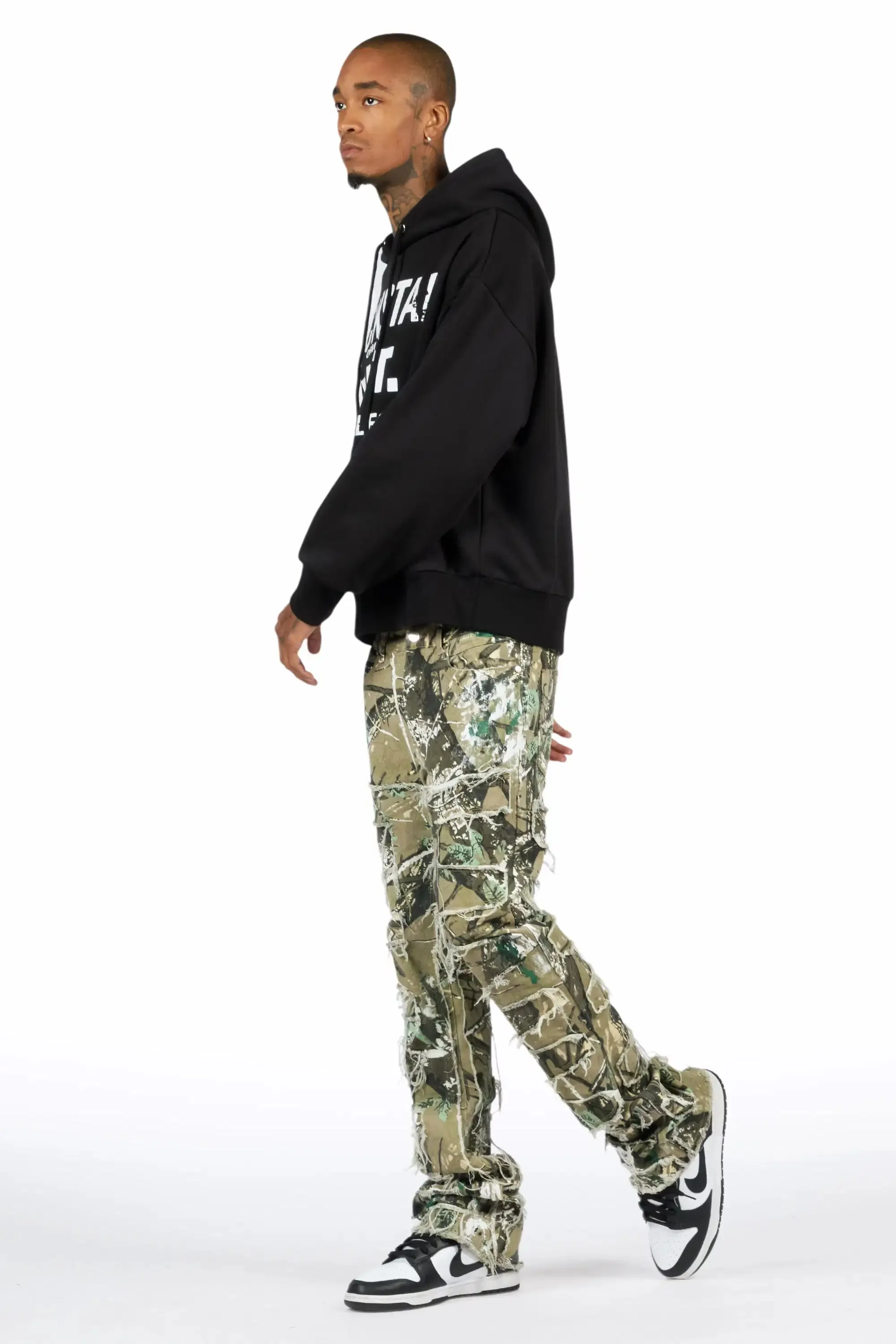 Saxon Black/Camo Hoodie/Stacked Flare Jean Set sold by Rockstar Original product image thumbnail 5